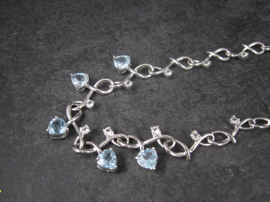 Formal Blue Topaz Heart Necklace 18 Inches For Sale 1
