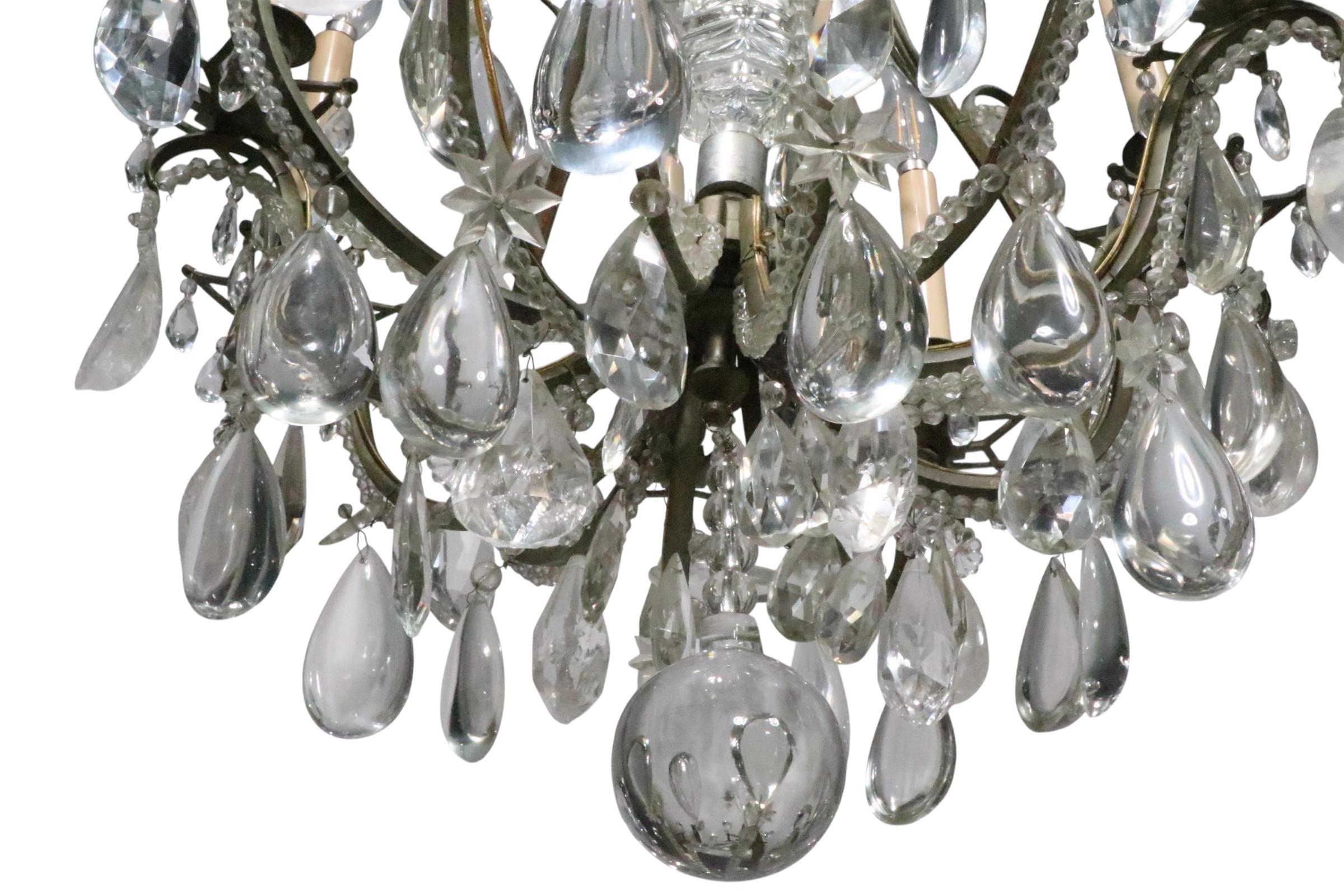 Lustre ancien avec gouttes de cristal de roche par Charles J. Winston en vente 6