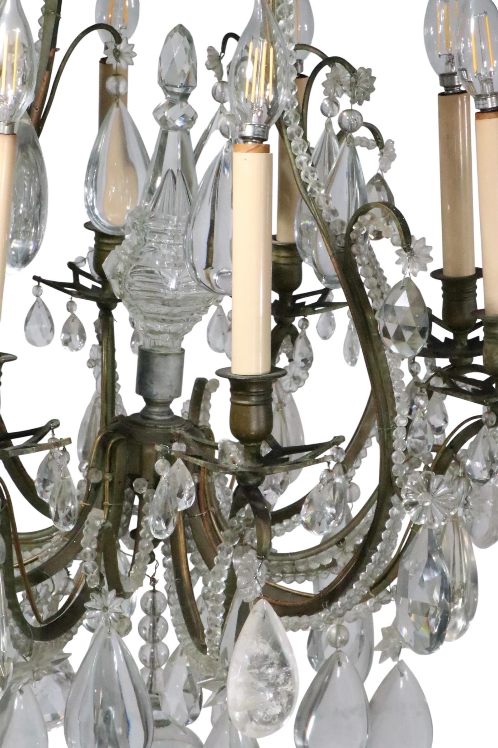 Lustre ancien avec gouttes de cristal de roche par Charles J. Winston en vente 7