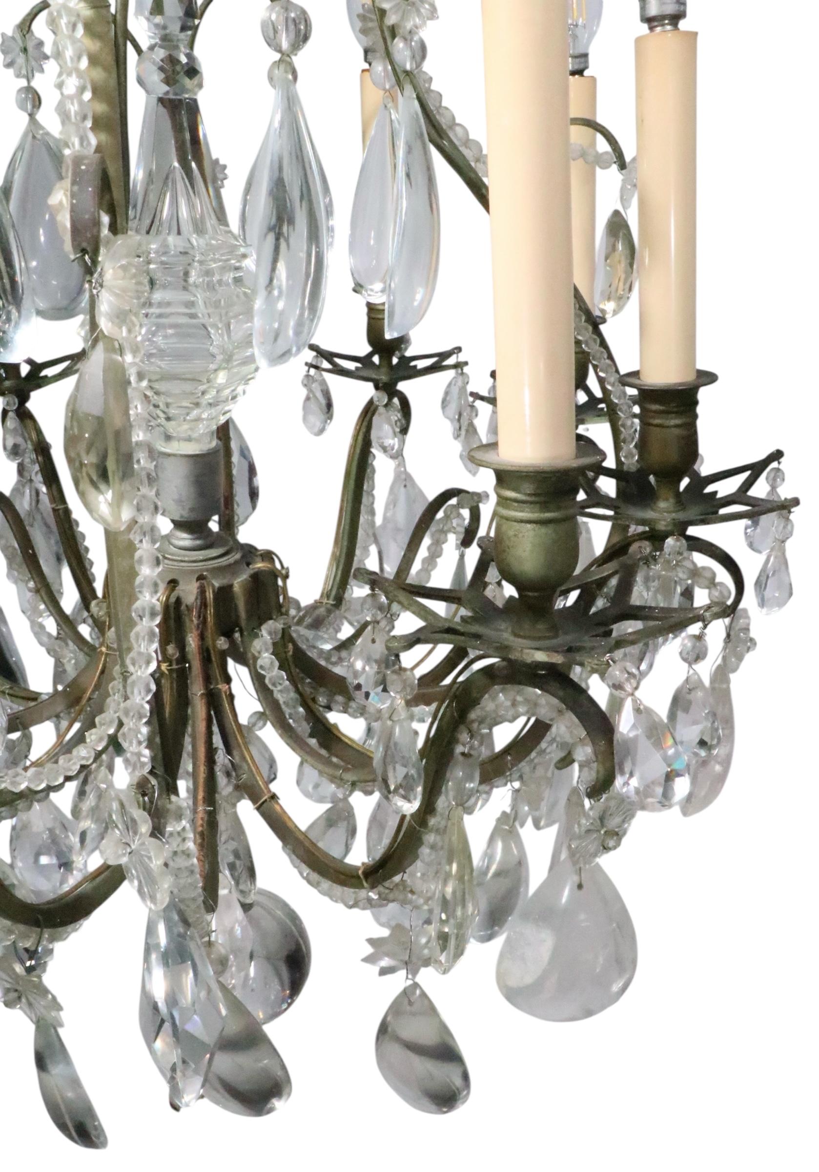 Lustre ancien avec gouttes de cristal de roche par Charles J. Winston en vente 10