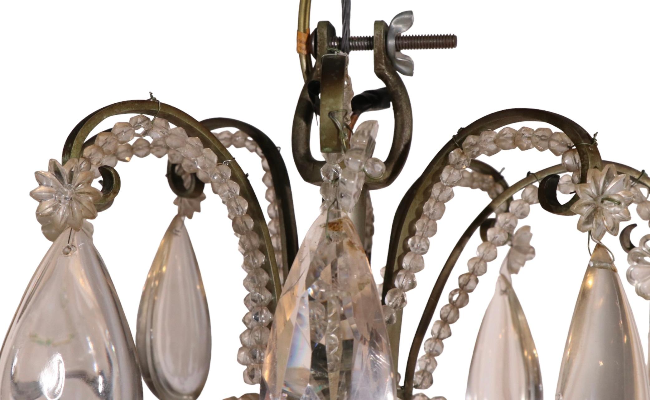 Formal Chandelier with Rock Crystal Drops by Charles J. Winston For Sale 11