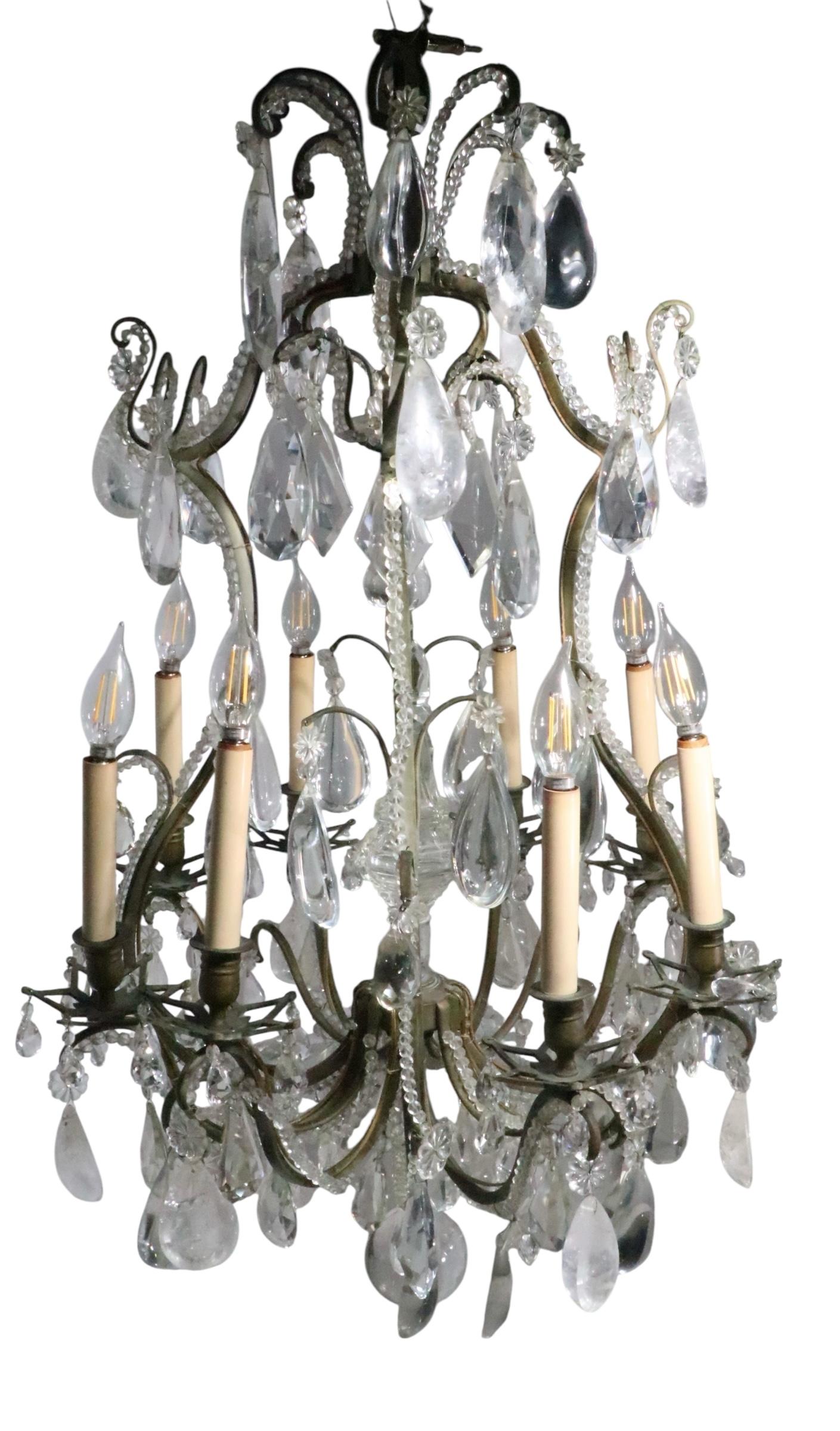 Lustre ancien avec gouttes de cristal de roche par Charles J. Winston en vente 11