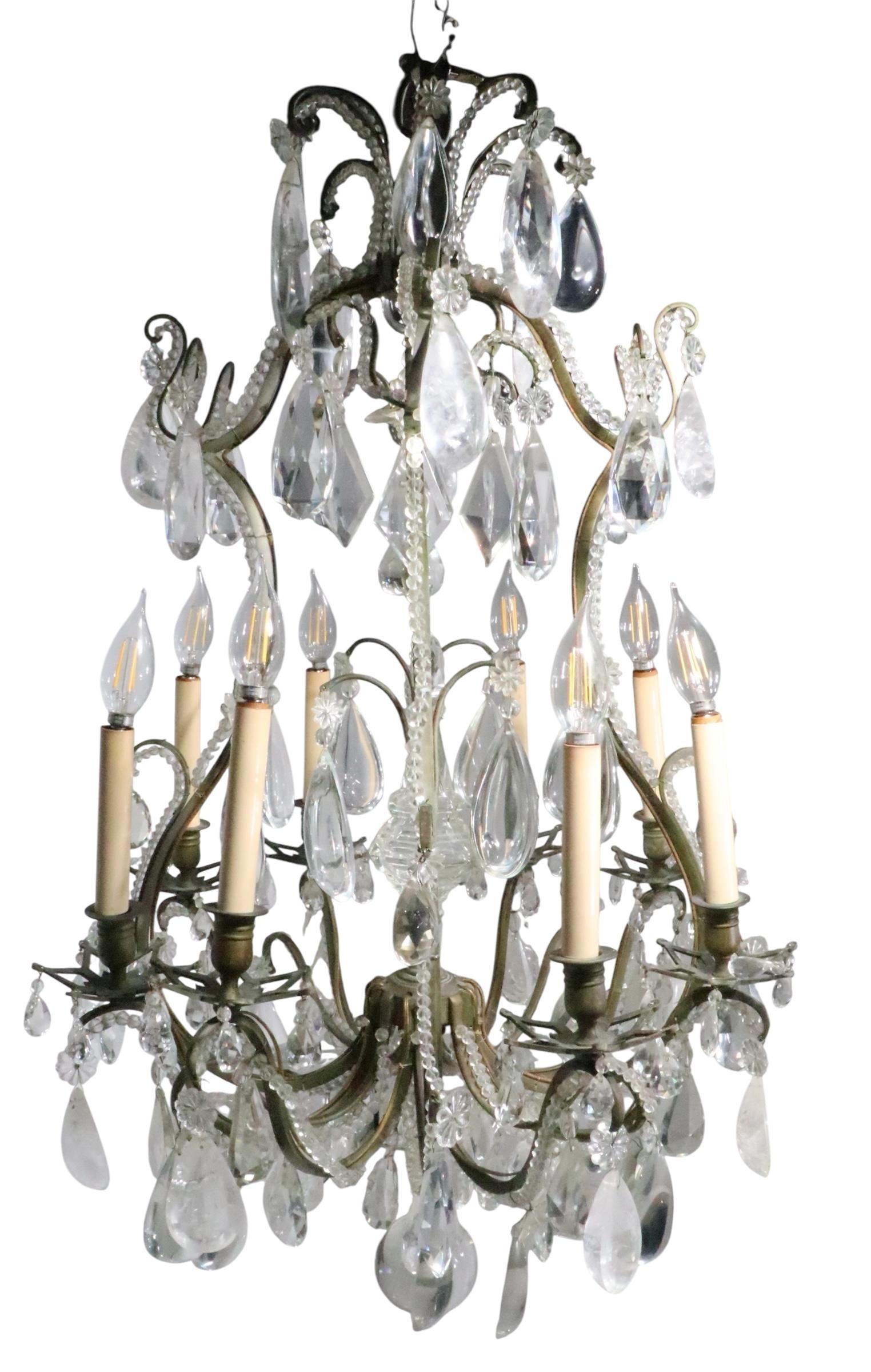 Lustre ancien avec gouttes de cristal de roche par Charles J. Winston en vente 12
