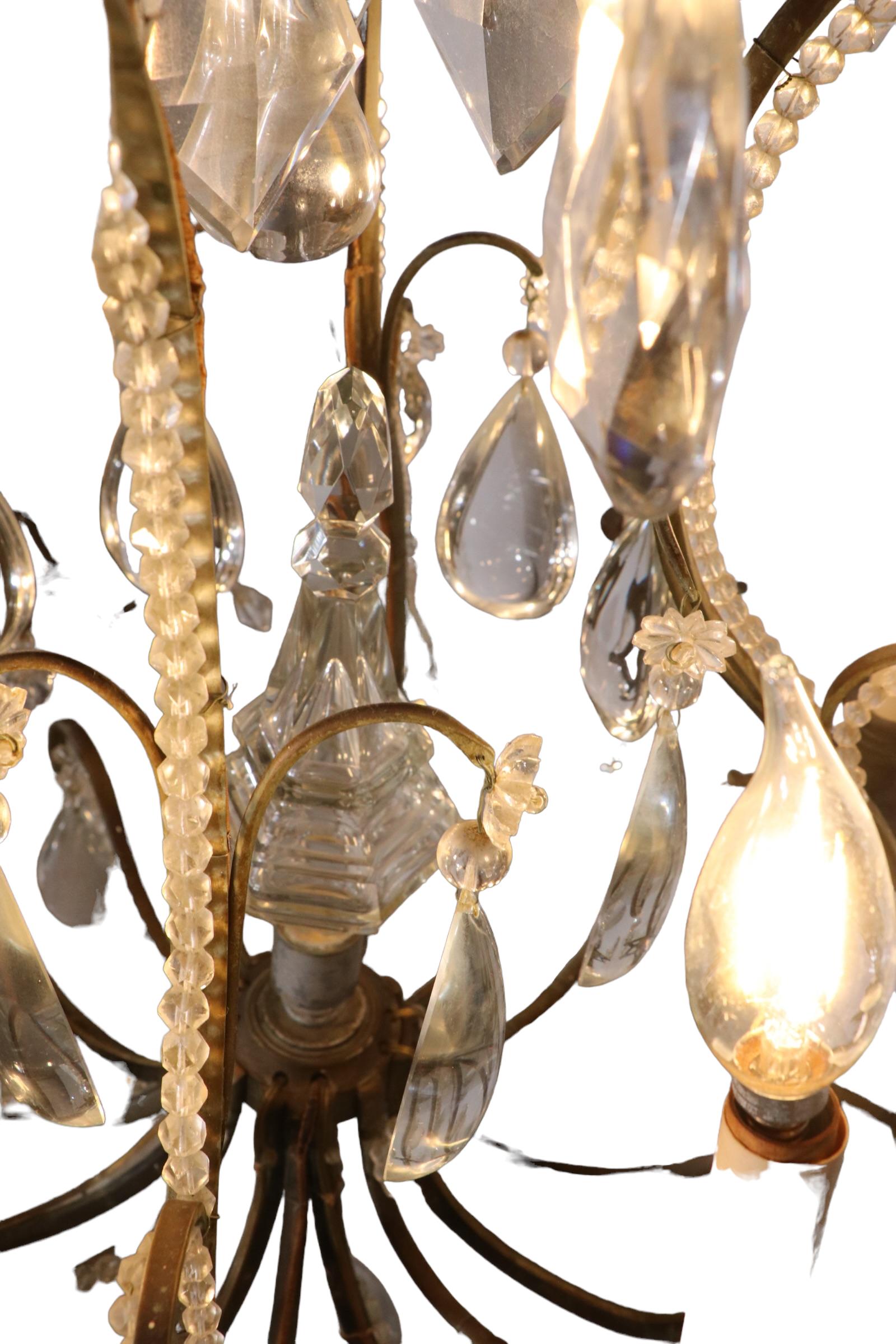 20th Century Formal Chandelier with Rock Crystal Drops by Charles J. Winston For Sale