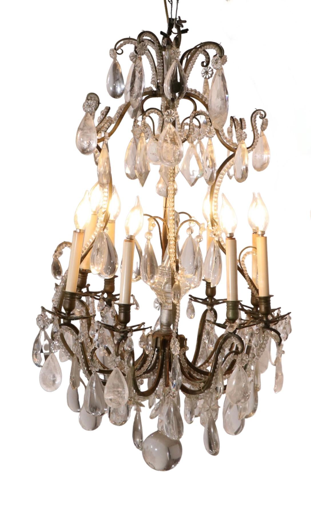 Formal Chandelier with Rock Crystal Drops by Charles J. Winston For Sale 1