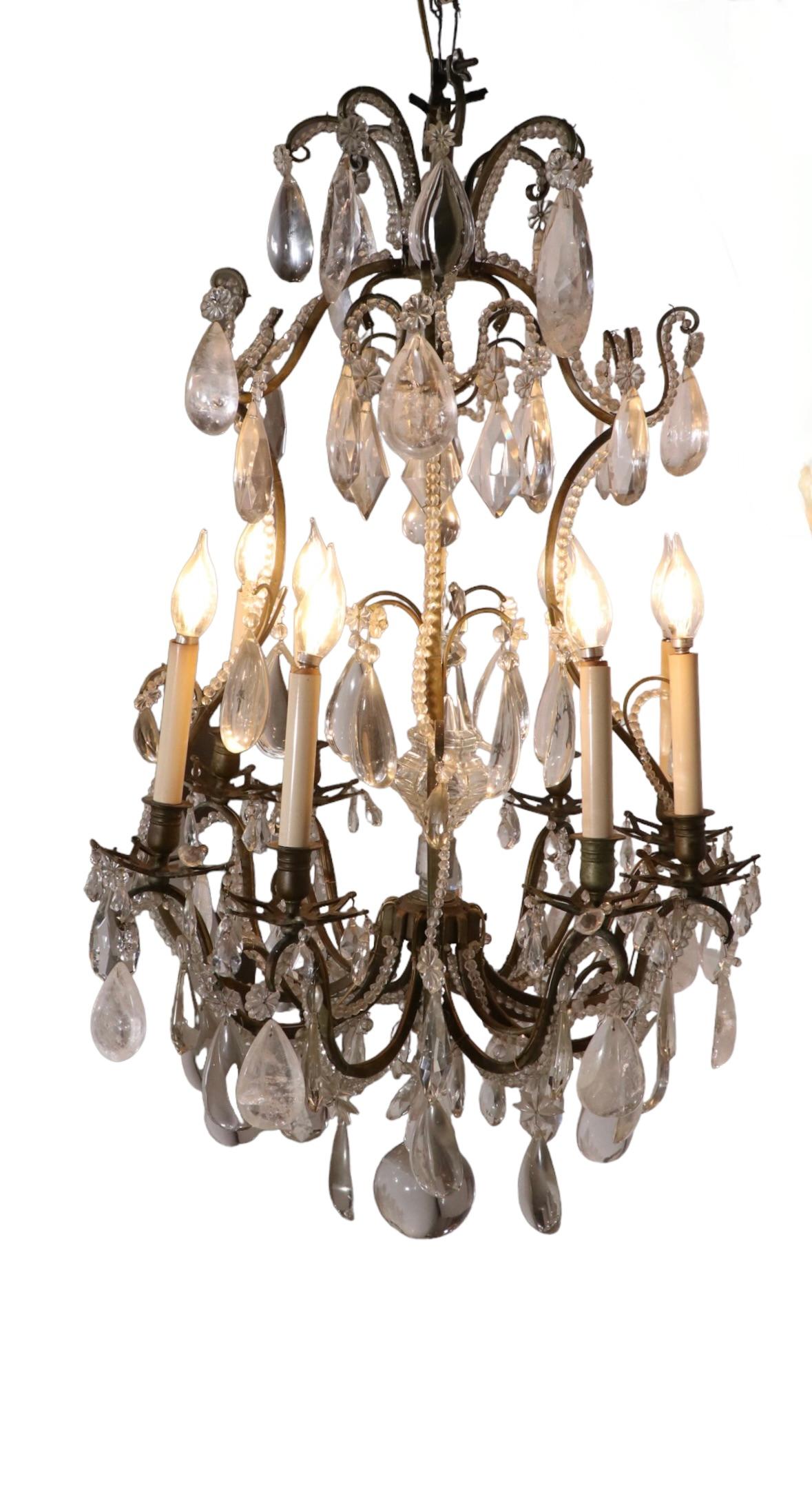 Formal Chandelier with Rock Crystal Drops by Charles J. Winston For Sale 2