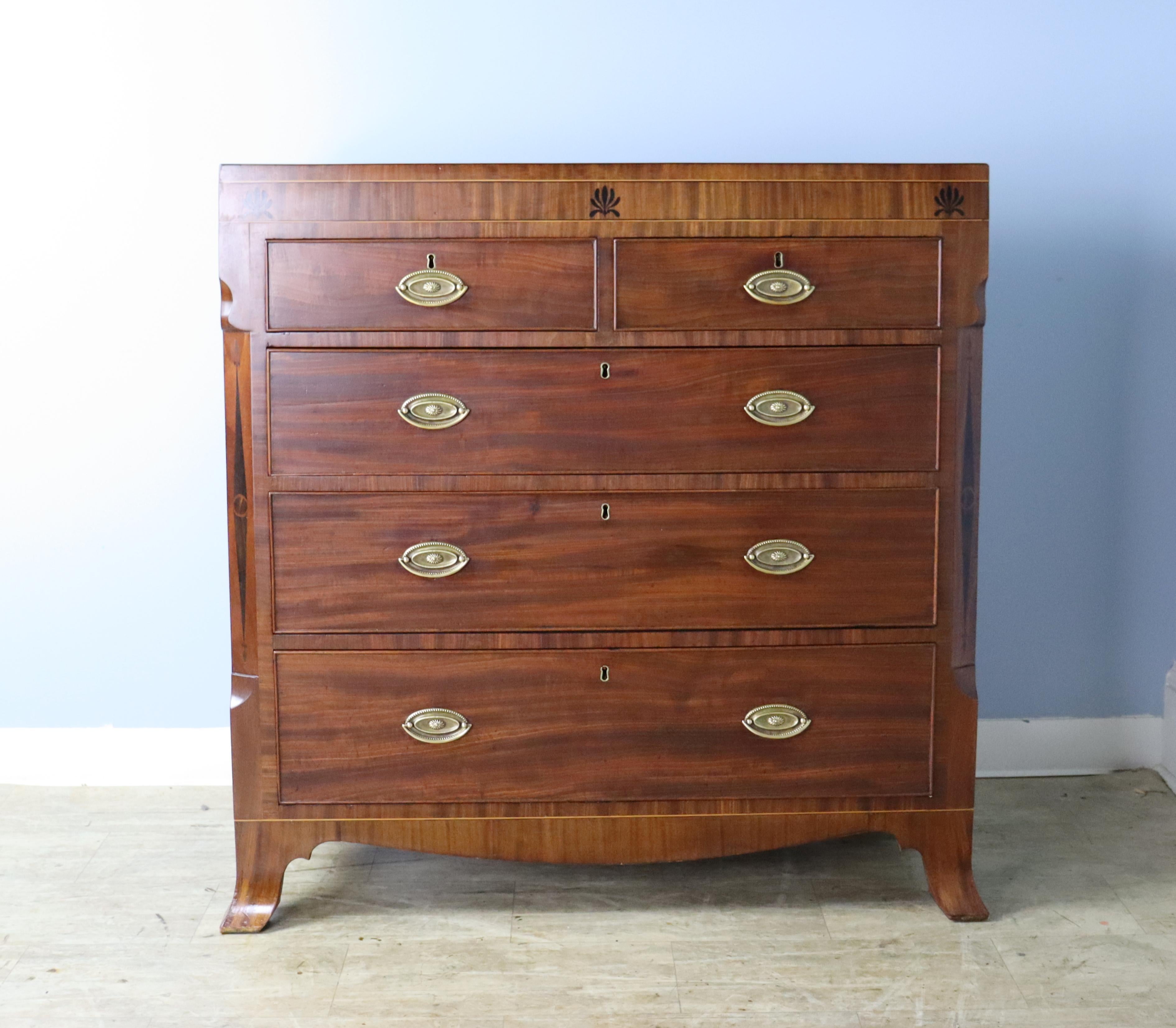 English Formal Georgian Chest of Drawers, Ebony and Satinwood Inlay