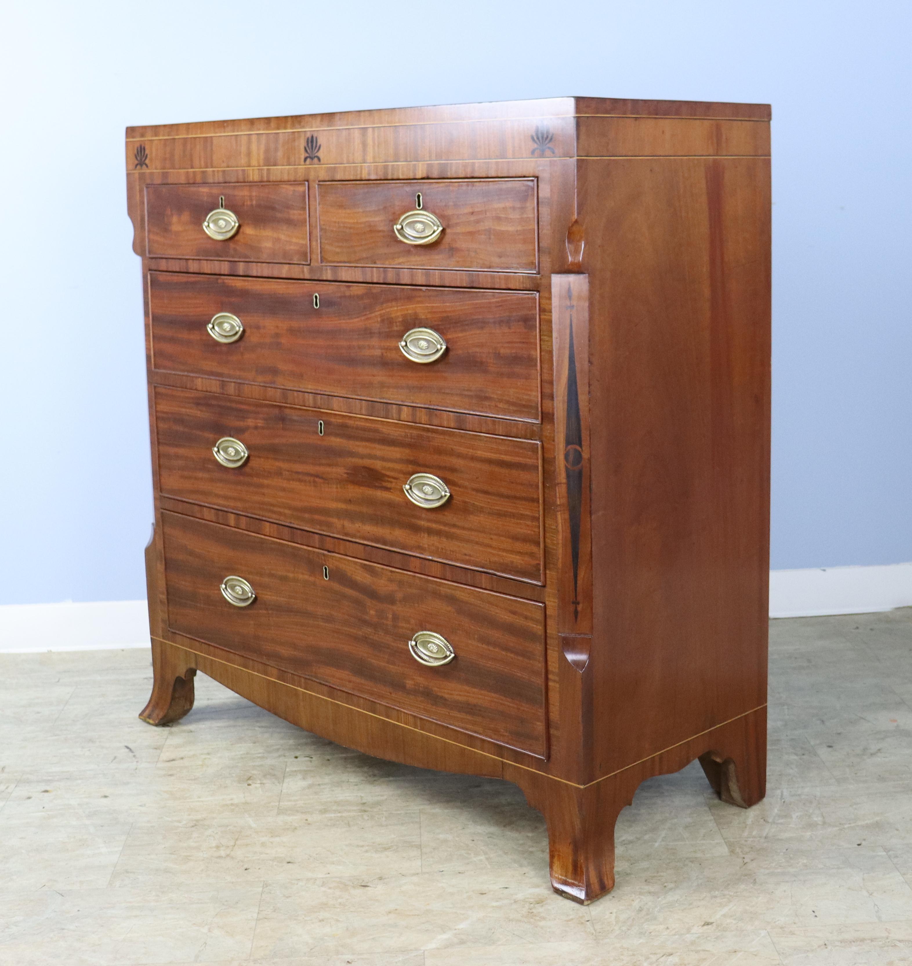 Formal Georgian Chest of Drawers, Ebony and Satinwood Inlay In Good Condition In Port Chester, NY