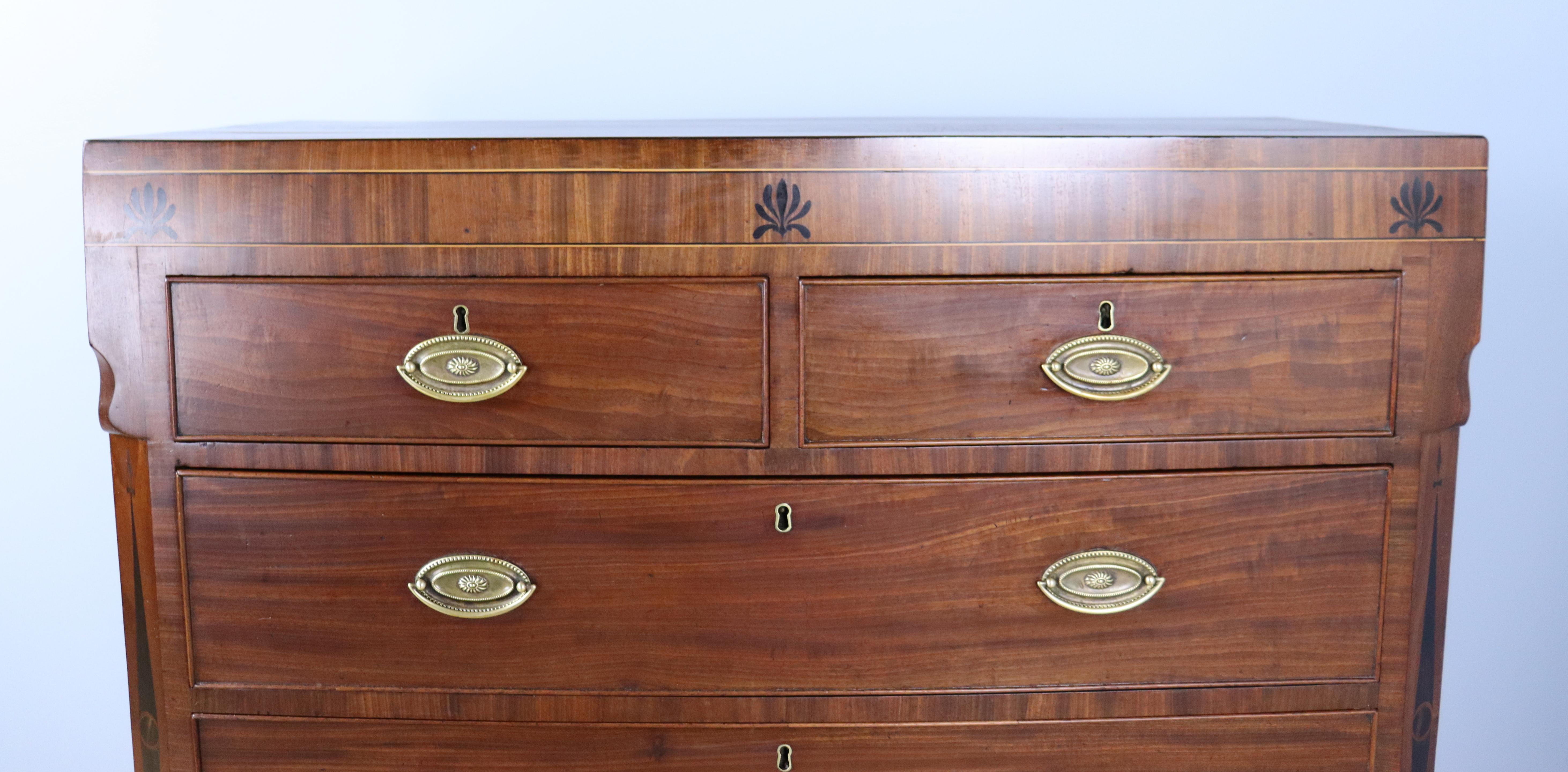 Early 19th Century Formal Georgian Chest of Drawers, Ebony and Satinwood Inlay