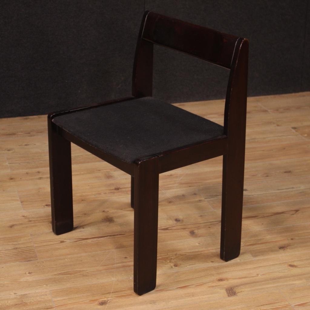 Formanova 20th Century Mahogany Wood and Fabric 6 Italian Design Chairs, 1980 In Fair Condition In Vicoforte, Piedmont