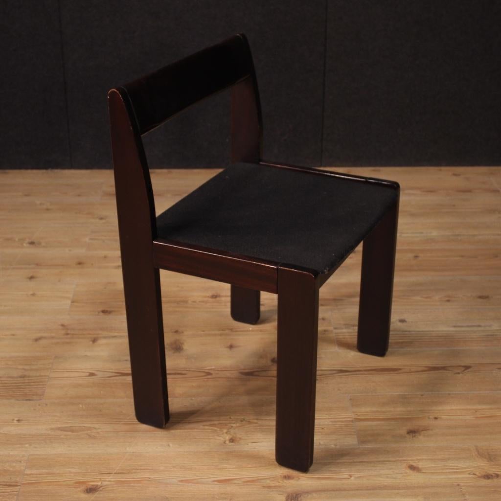 Formanova 20th Century Mahogany Wood and Fabric 6 Italian Design Chairs, 1980 4