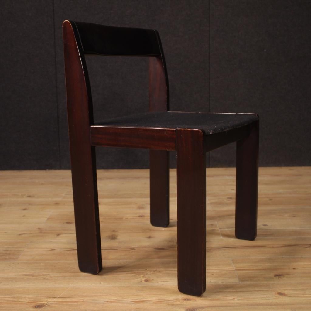 Formanova 20th Century Mahogany Wood and Fabric 6 Italian Design Chairs, 1980 5