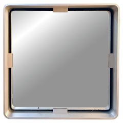 Formanova Quadratischer Aluminium Wandspiegel, Italien 1970er