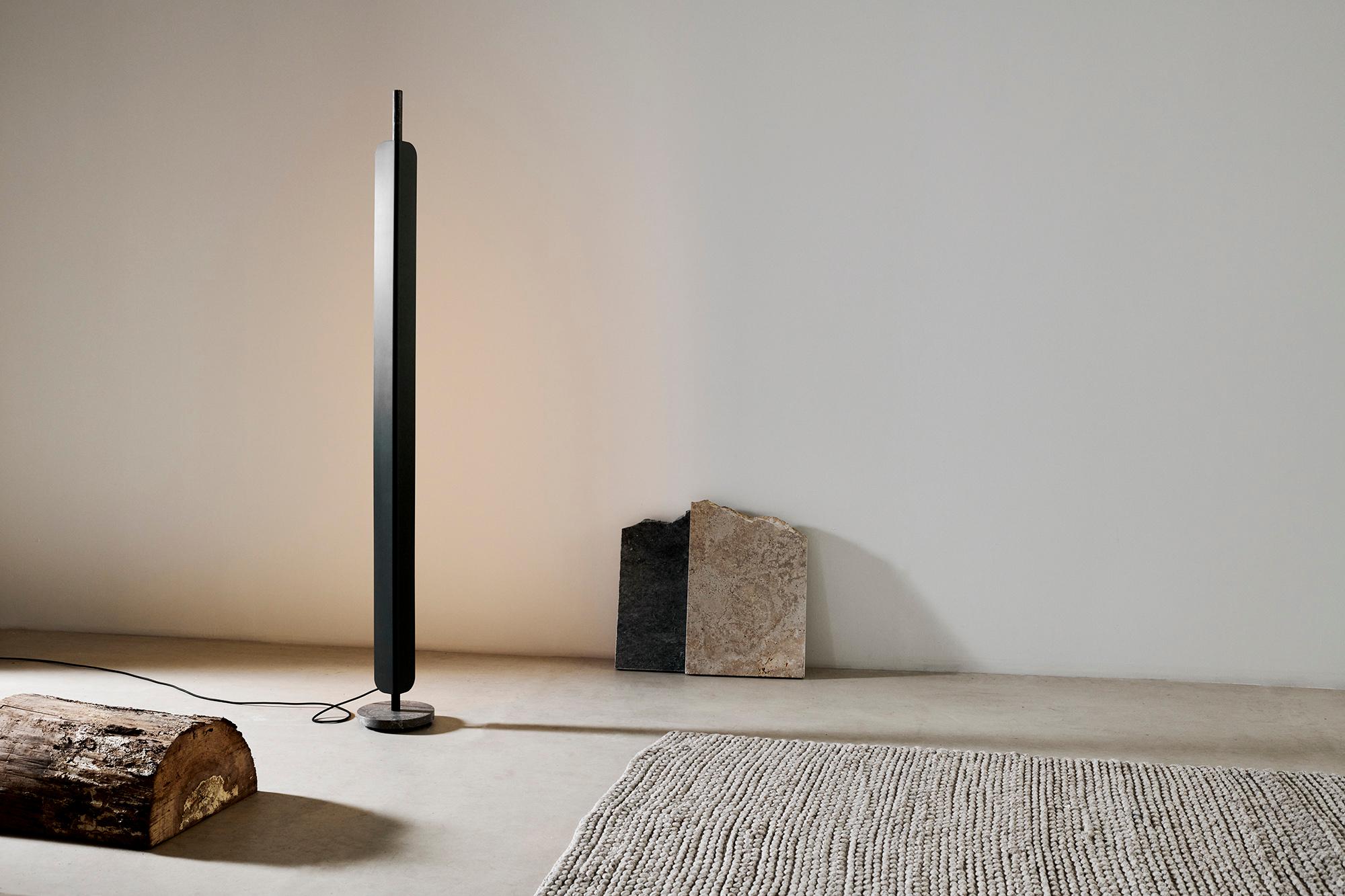 Australian Formation Floor Lamp, LED Modern Light, Deep Sea/ Hermes Grey Marble For Sale