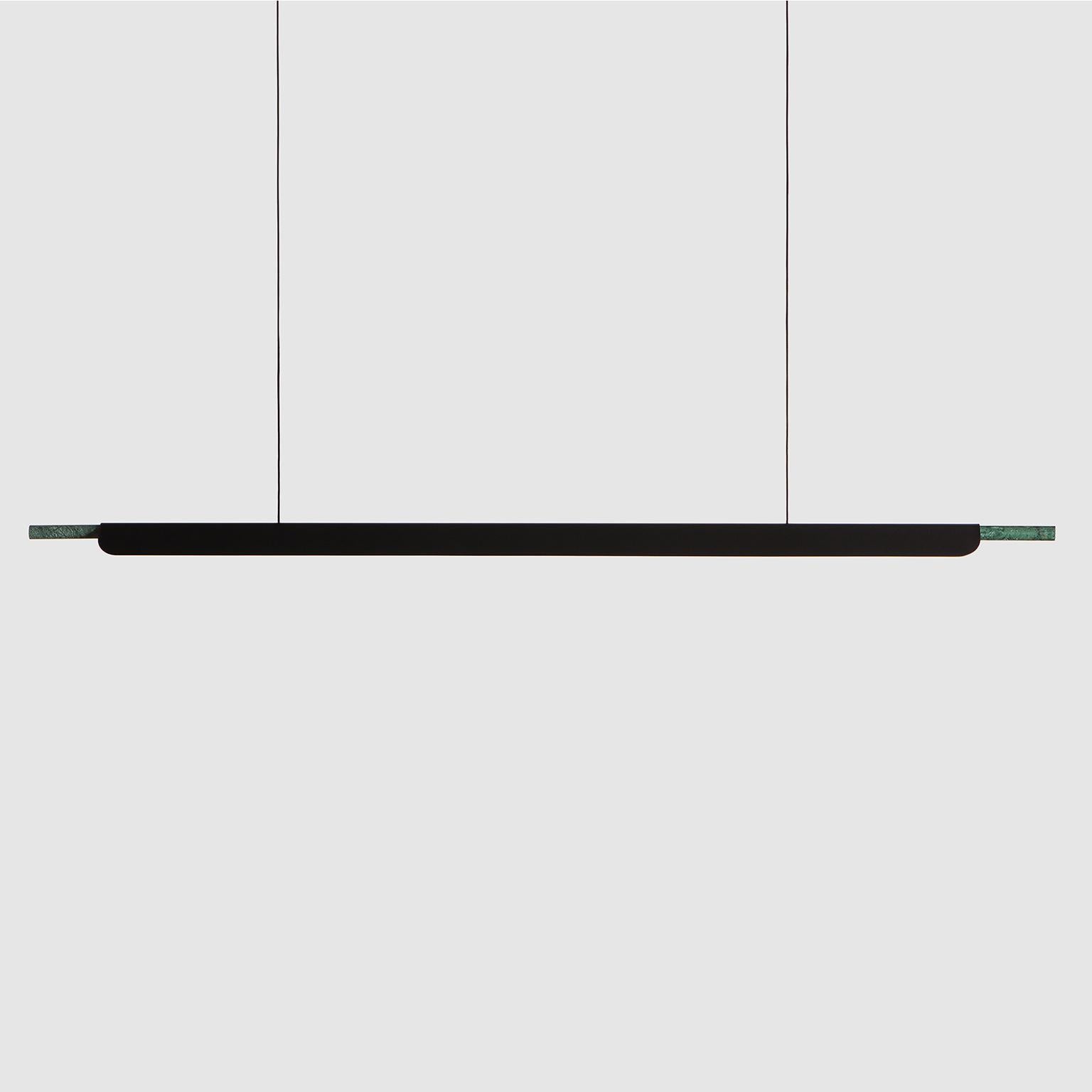 Formation Linear Pendant LED Aluminum Marble Fixture, Brushed Silver For Sale 2