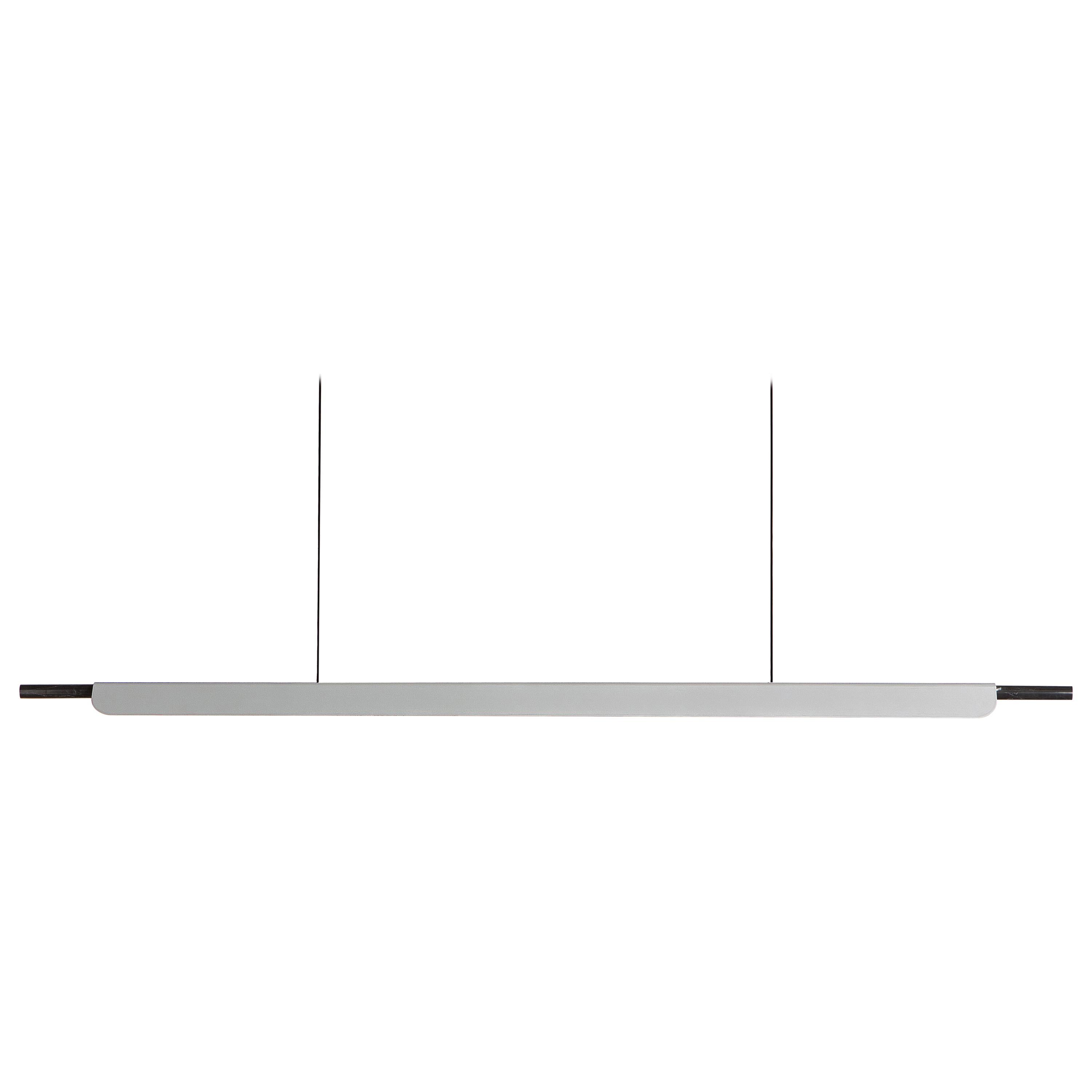 Formation Linear Pendant LED Aluminum Marble Fixture, Brushed Silver For Sale