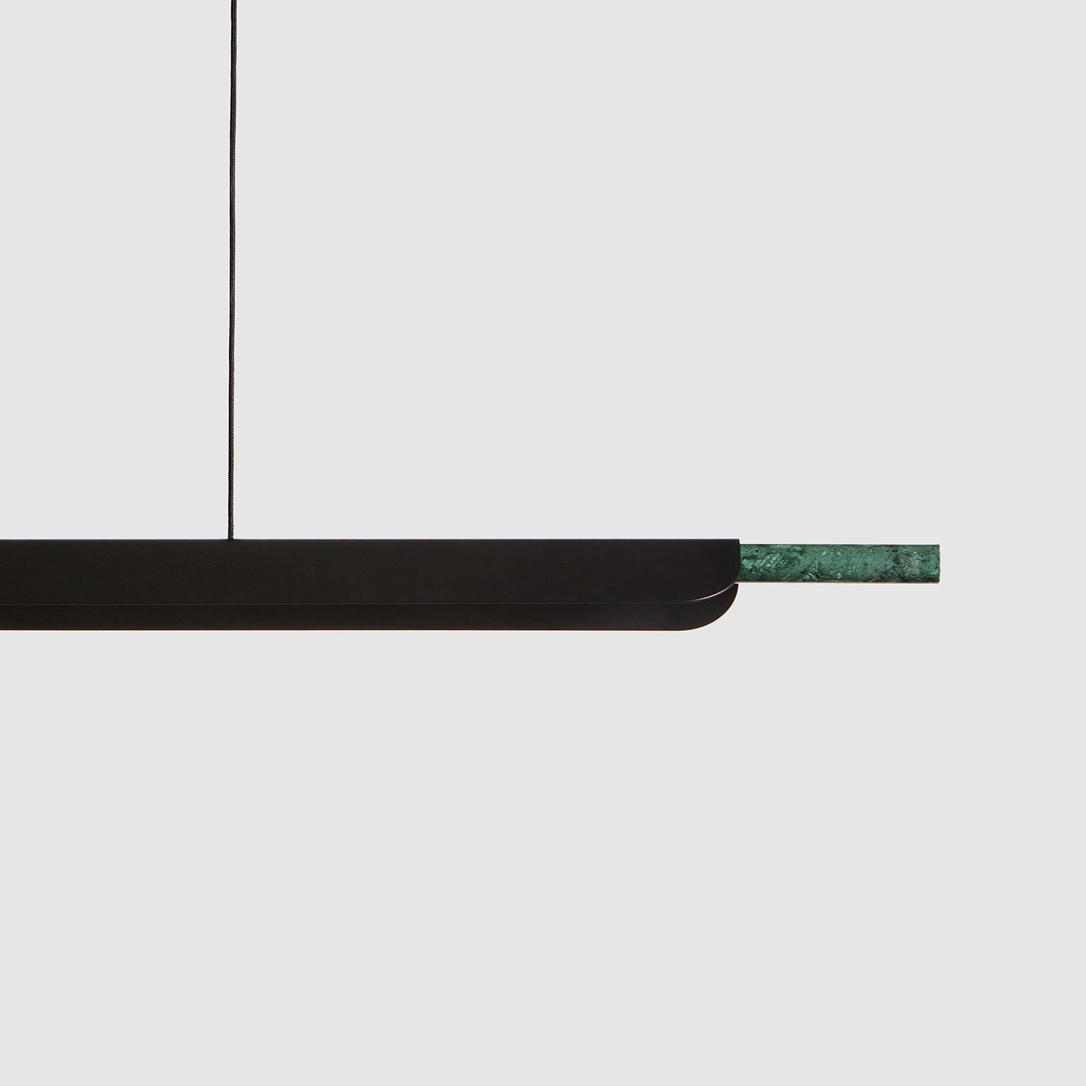 Moderne Formation Linear Pendant LED Aluminium Marble Fixture, Matte Black en vente