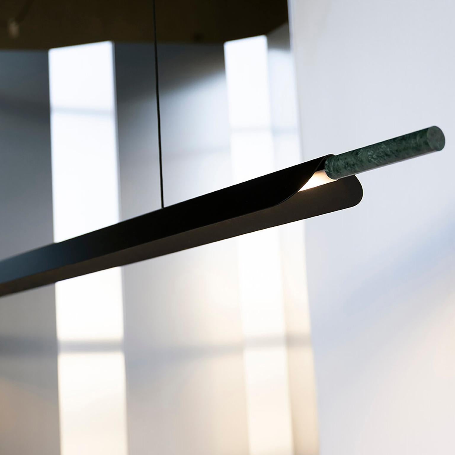 Australien Formation Linear Pendant LED Aluminium Marble Fixture, Matte Black en vente