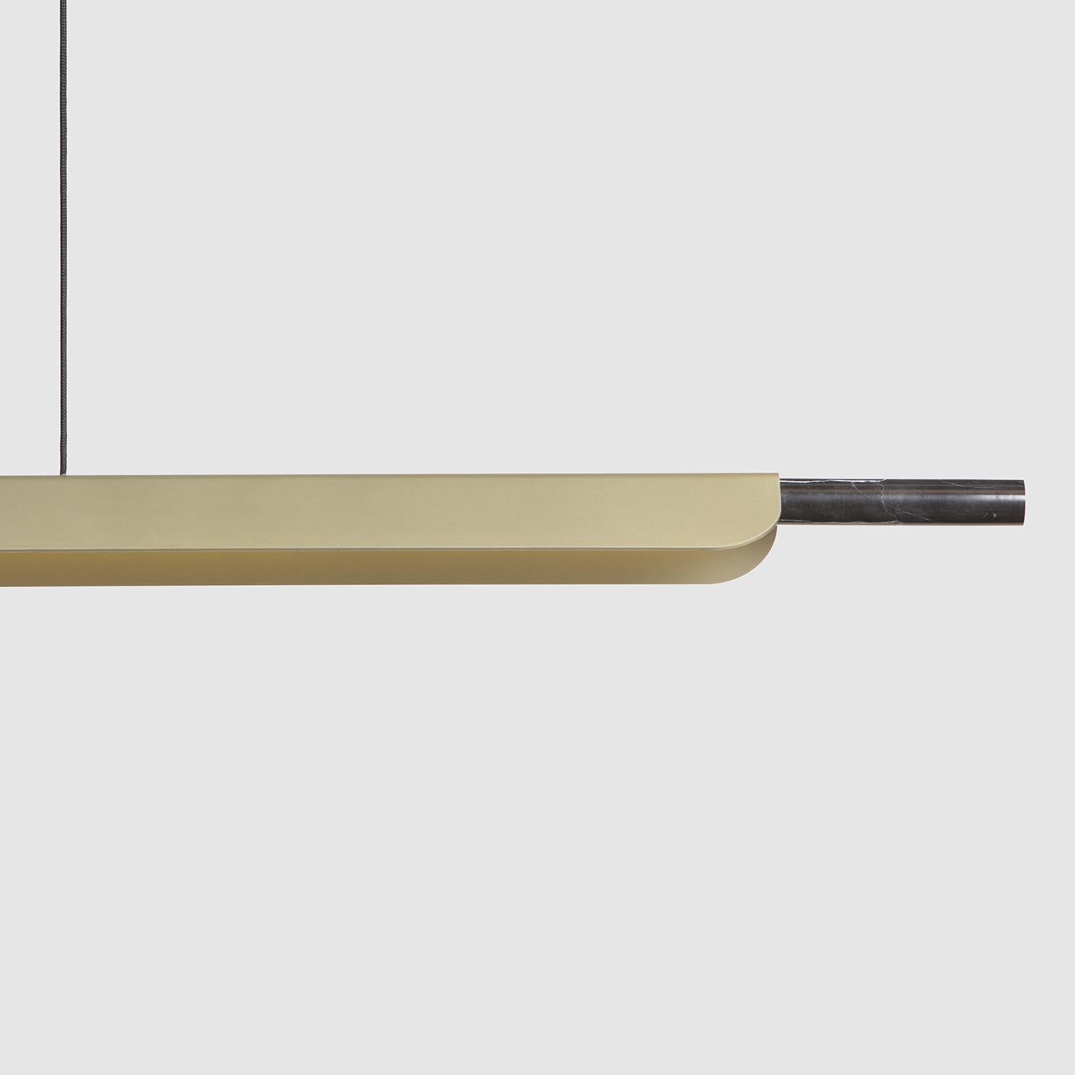 Contemporary Formation Linear Pendant LED Aluminum Marble Fixture, Matte Black