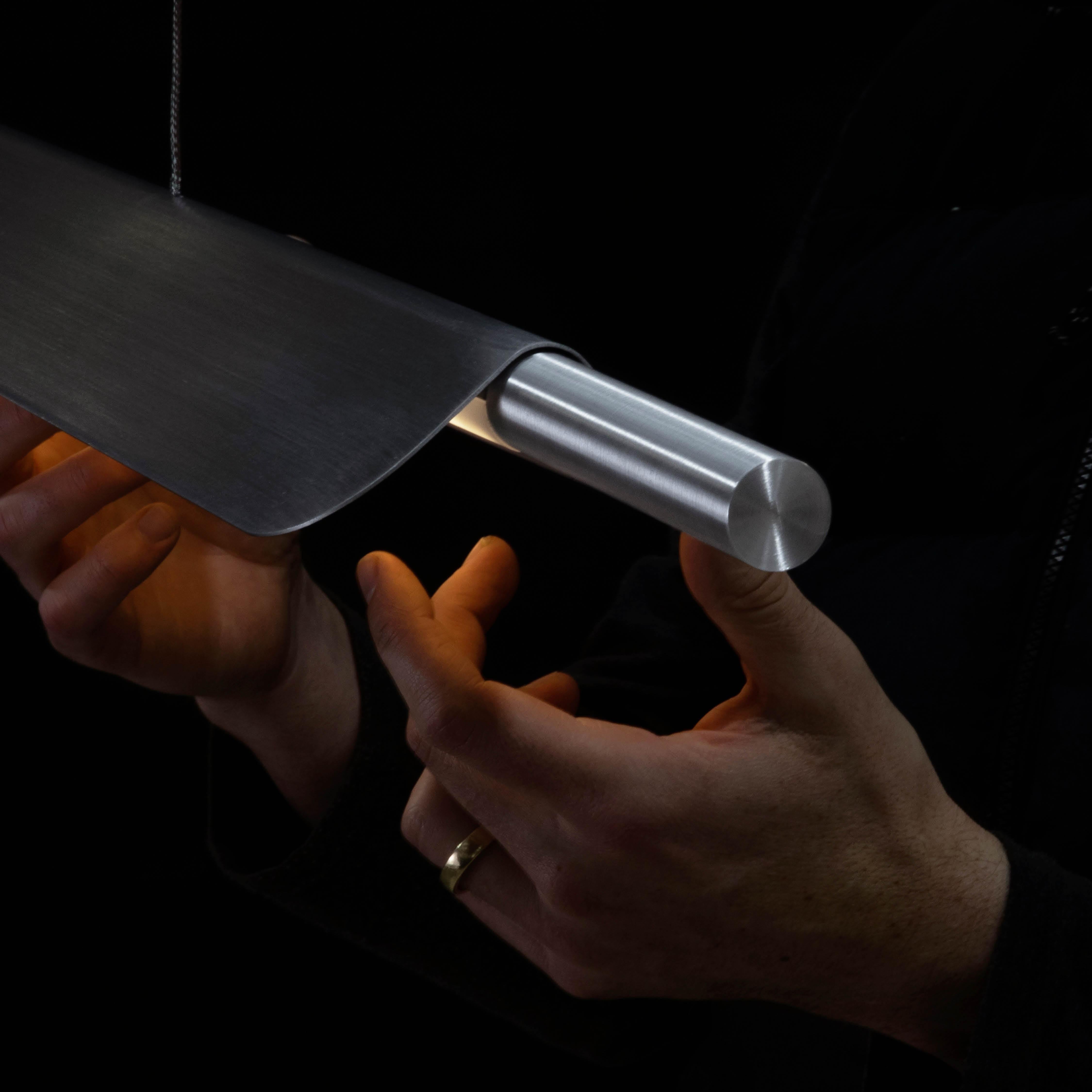 Australien Lampe à suspension linéaire LED Formation en métal aluminium brossé brut en vente