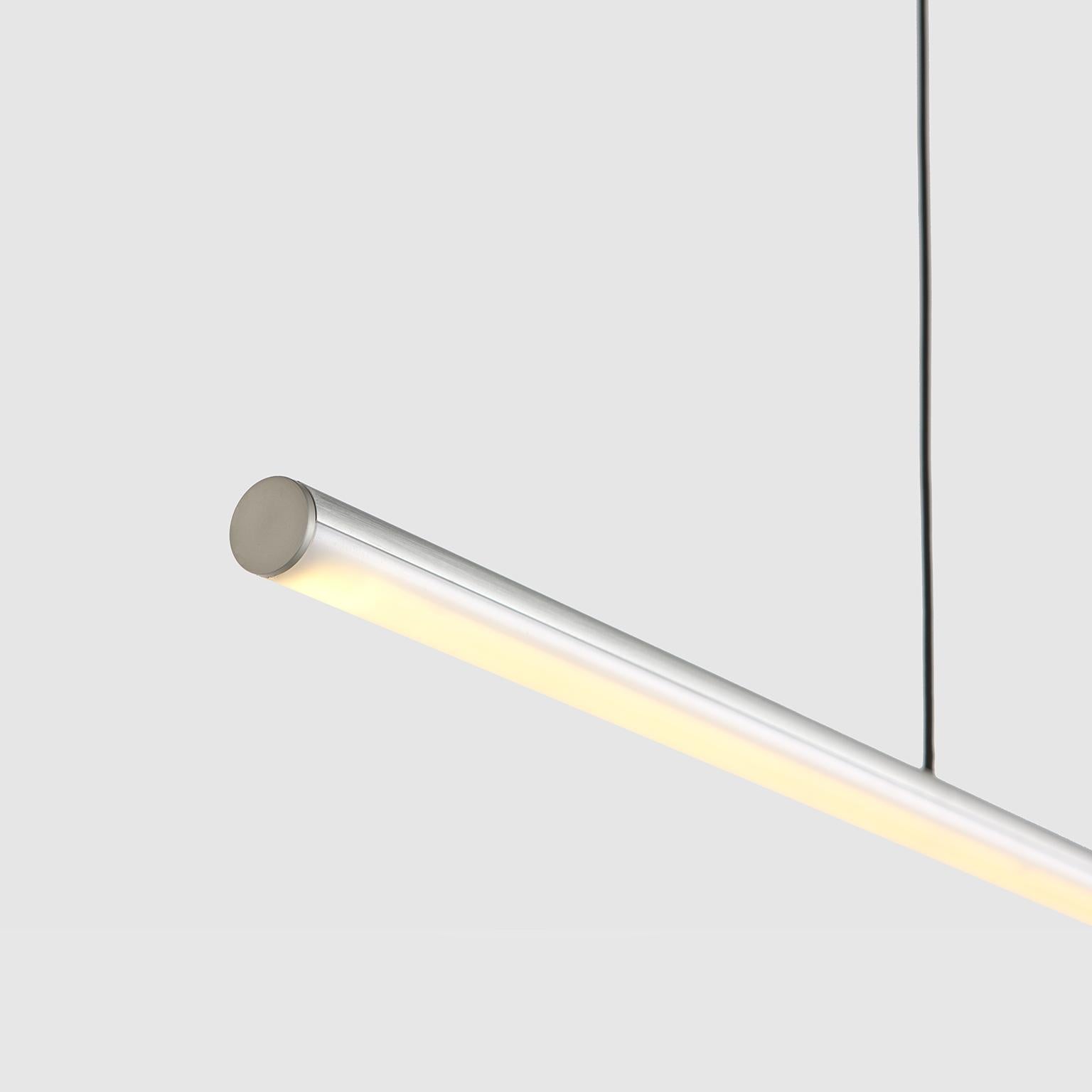 XXIe siècle et contemporain Suspension lumineuse minimaliste Formation Stick Led en aluminium brossé en vente