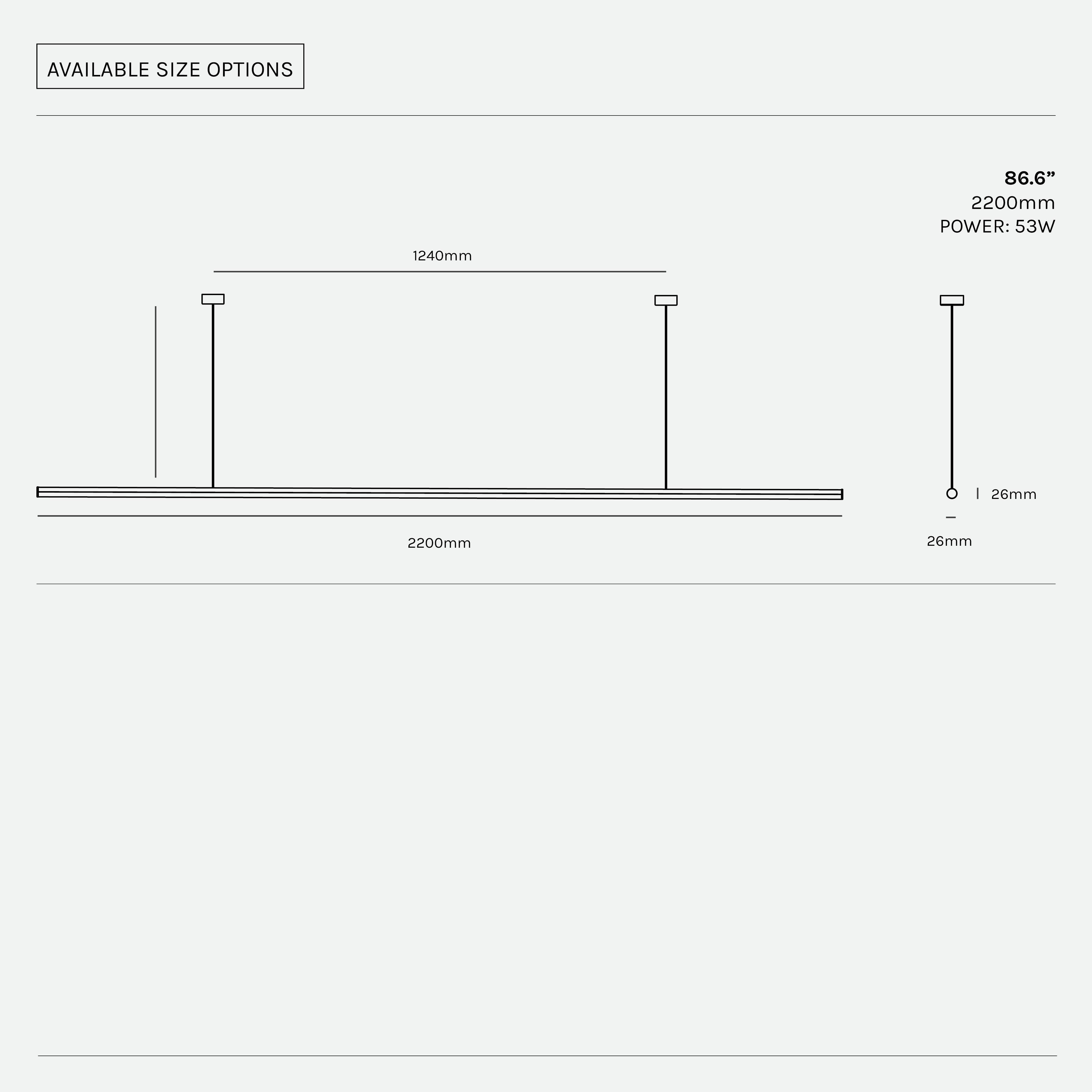 Formation Stick Pendant Light LED apparecchio minimalista in alluminio, nero opaco in vendita 2