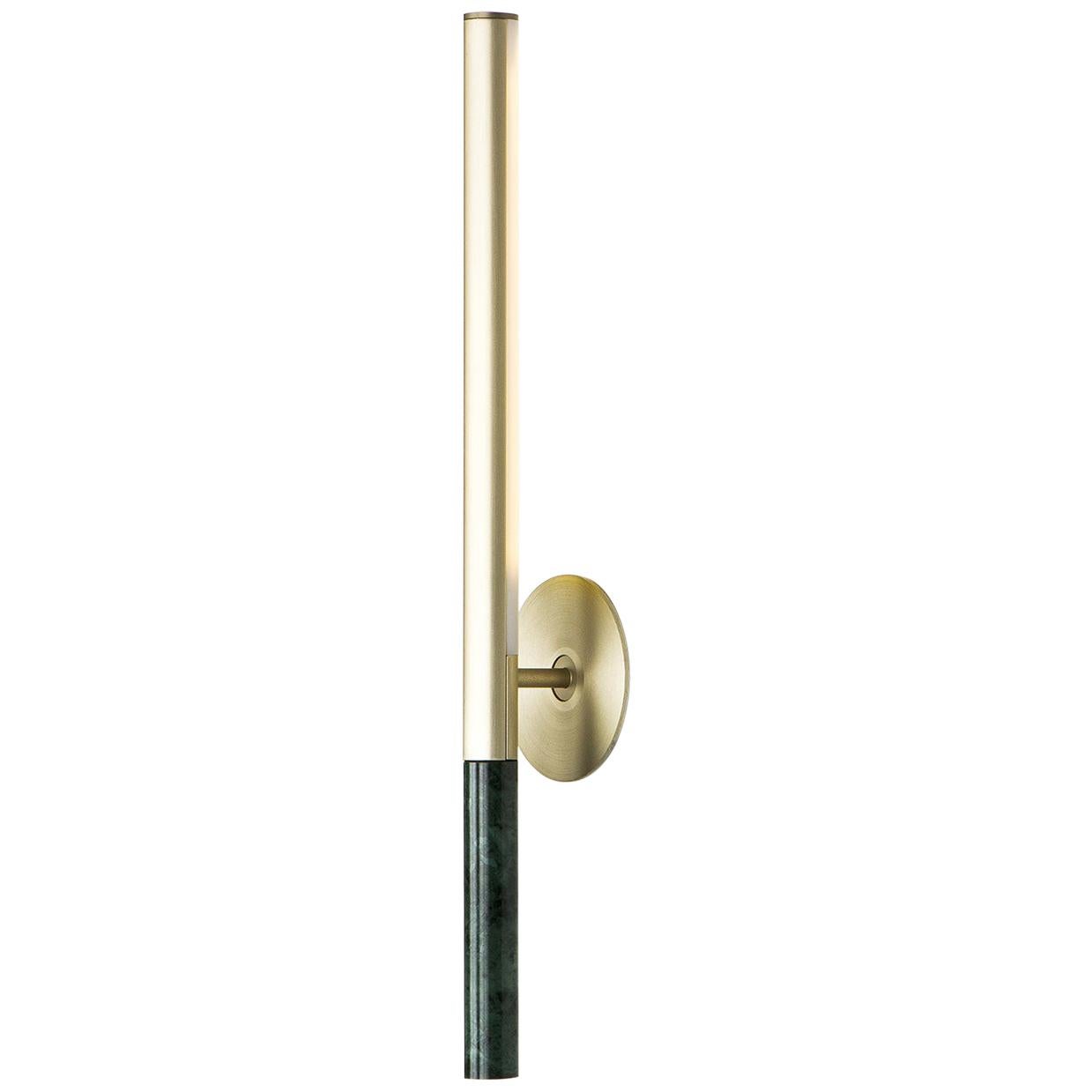 Formation Wall Sconce LED Aluminum Marble Light Fixture, Gold, Green