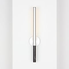 Formation Wall Sconce LED Aluminum Marble Light Fixture, Silver, Black