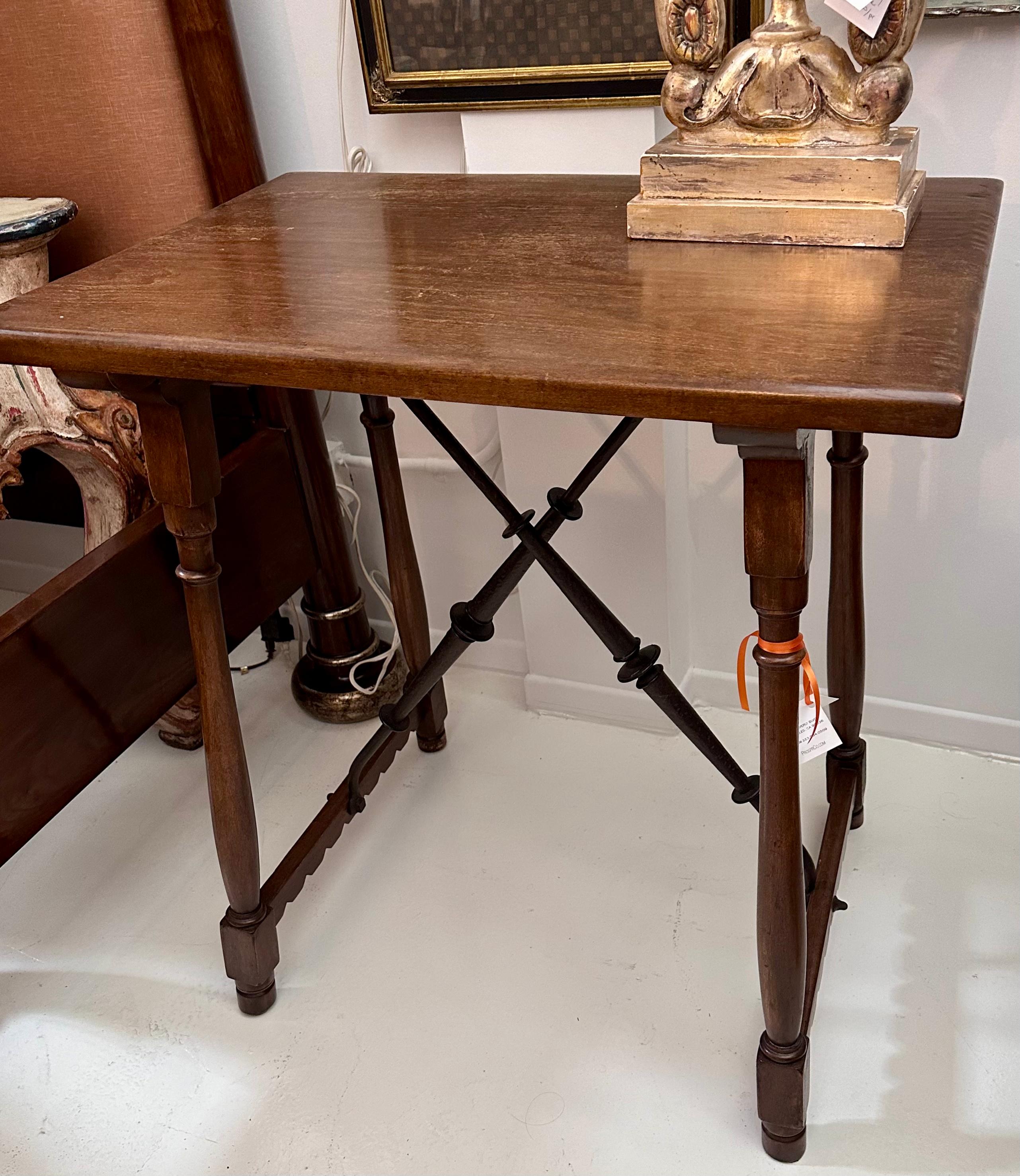 Formations Furniture Iron & Walnut Trestle Console Table For Sale 1