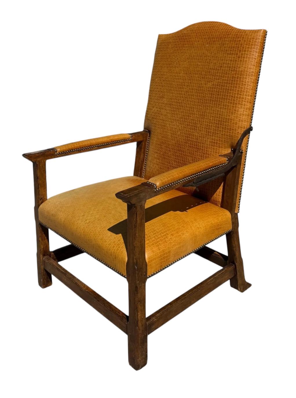 Formations Furniture Woven Italian Leather Ratchet Reclining Chair.