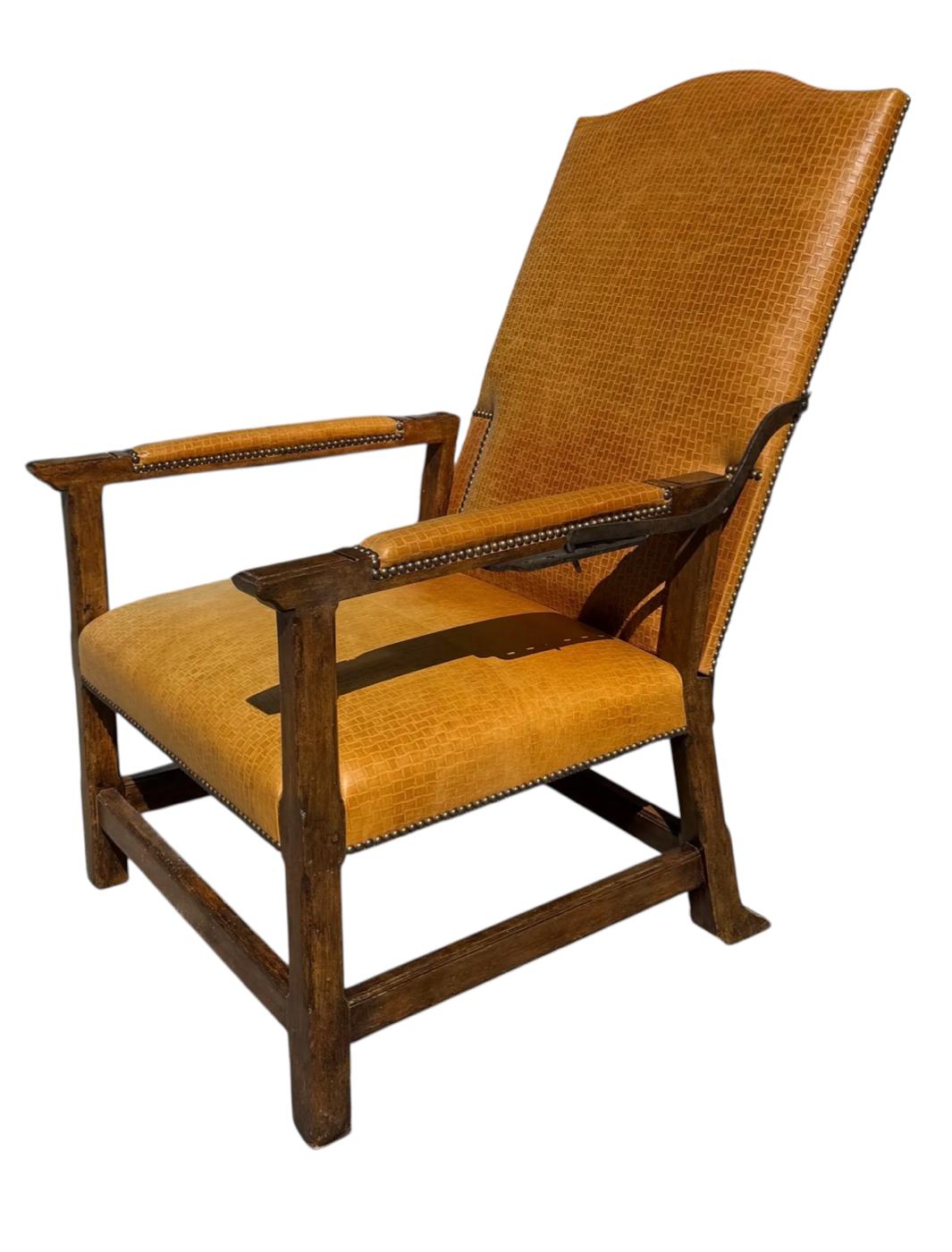 Formations Furniture Geflochtenes italienisches Leder Ratschen-Liegestuhl im Zustand „Gut“ im Angebot in LOS ANGELES, CA