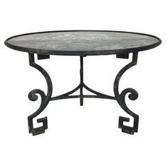 Formations Greek Key Antiqued Mirror Top Wrought Iron Dining Table