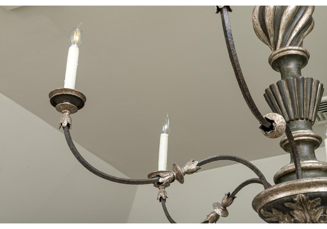 Formations Sienna Turned Wood & Iron 6 Light Chandelier For Sale 6
