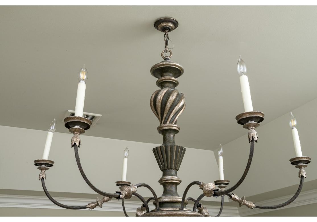 Formations Sienna Turned Wood & Iron 6 Light Chandelier For Sale 7