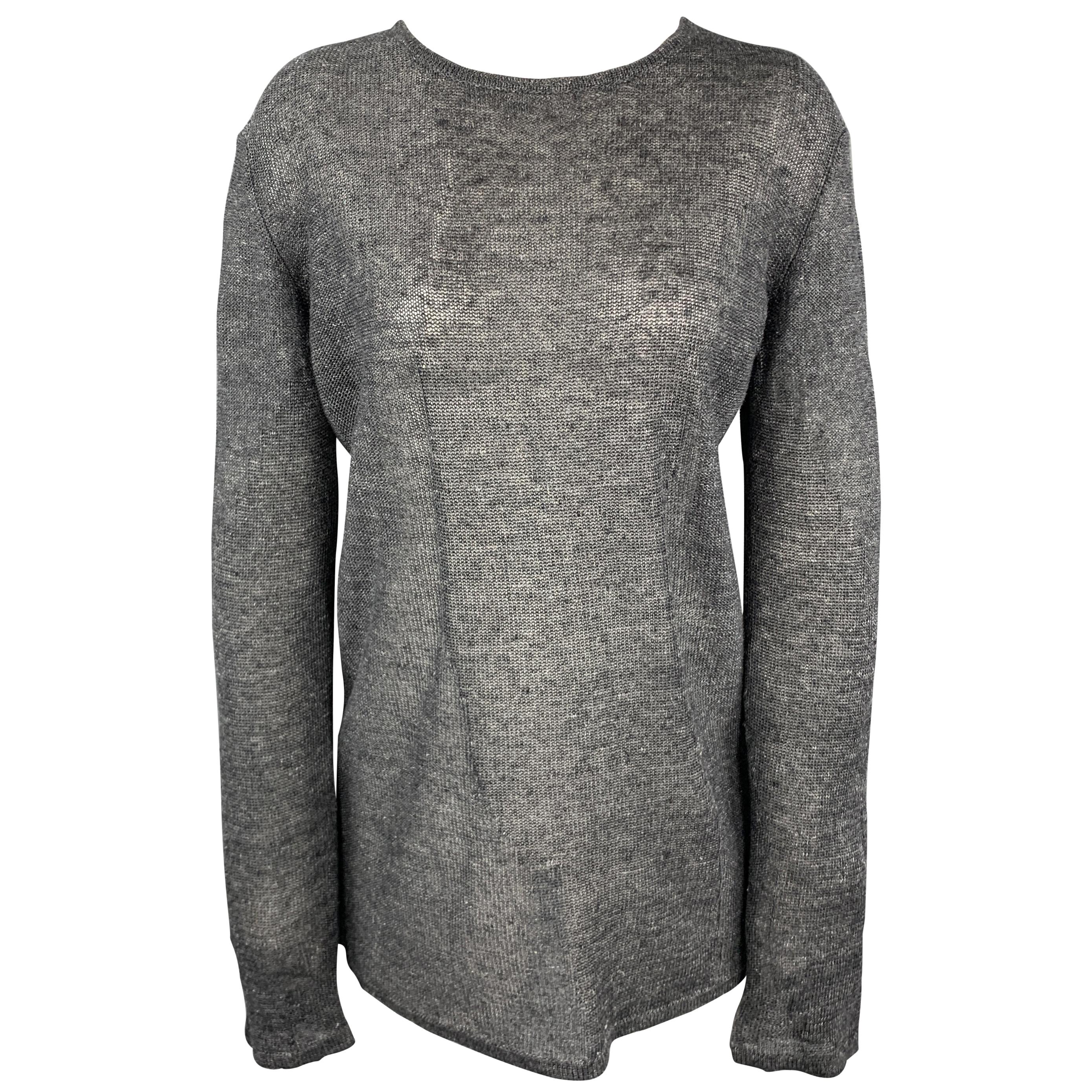 FORME 3’3204322896 Size S Grey Linen Knit Mesh Pullover at 1stDibs