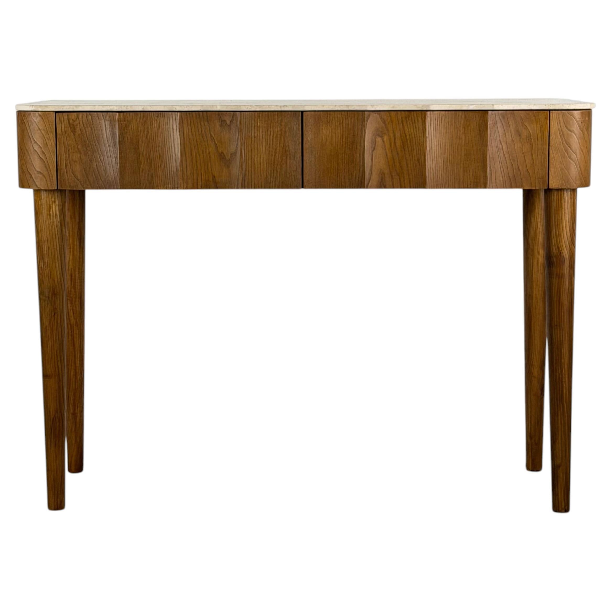 FORME Exclusive Ashwood & Travertine Console, Contemporary Design