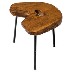 Vintage Forme libre stool in elmwood France 1950