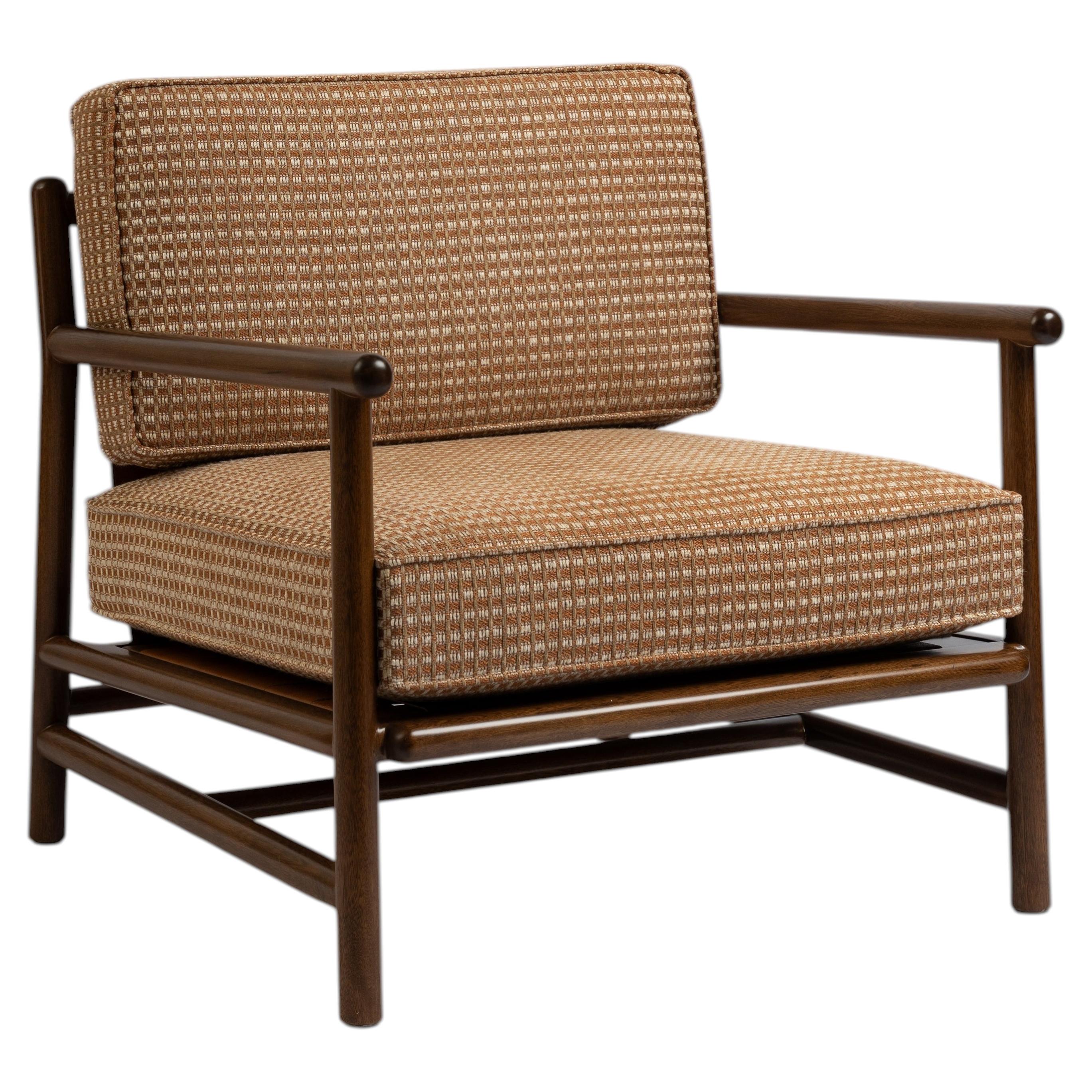 Lounge Chair in Wood, Leather and Fabric – Forme Lounge Chair by Marcela Cure