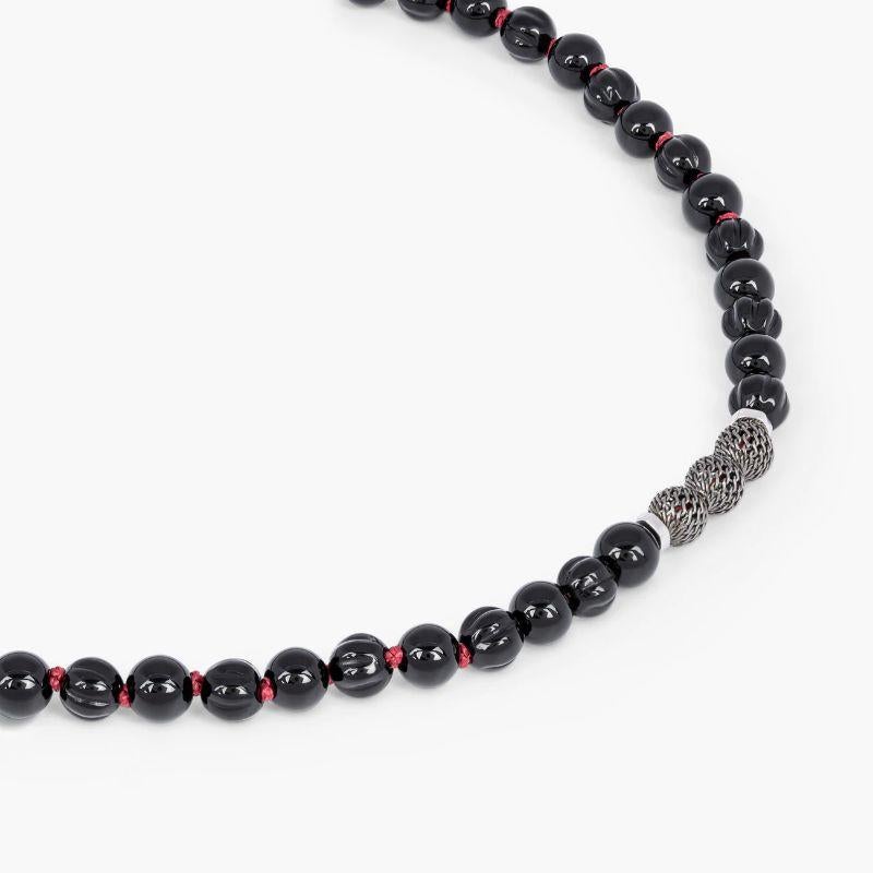 Formentera Layered Necklace in Black Agate and Silver In New Condition For Sale In Fulham business exchange, London