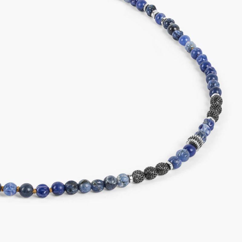 Formentera Layered Necklace in Sodalite and Silver In New Condition For Sale In Fulham business exchange, London