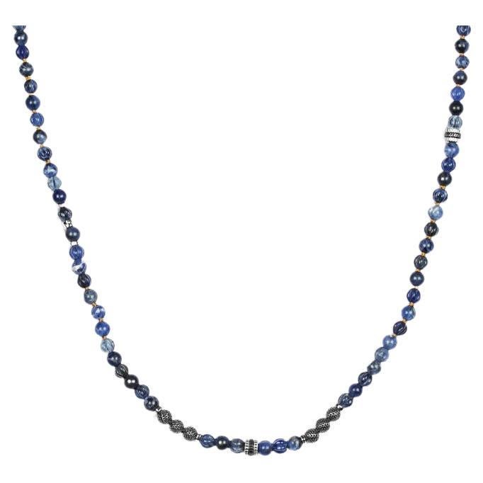 Formentera Layered Necklace in Sodalite and Silver For Sale