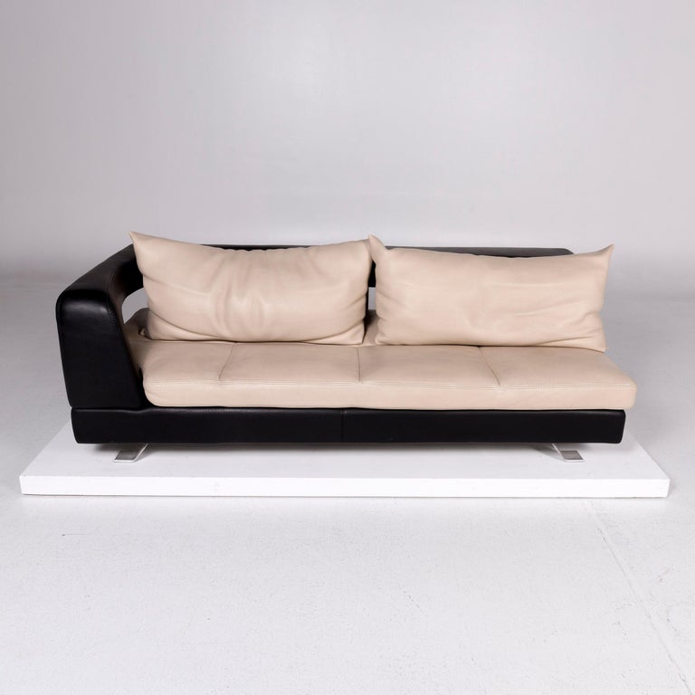 Cream Leather Sofa For Sale