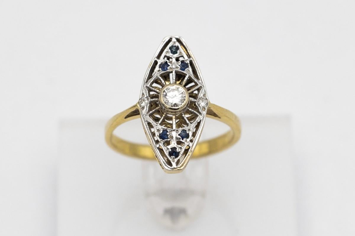 Women's or Men's Former marquis' navette ring, France, mid-20th century. For Sale