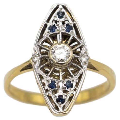 Former marquis' navette ring, France, mid-20th century. For Sale