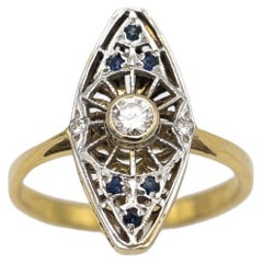 Vintage Former marquis' navette ring, France, mid-20th century.