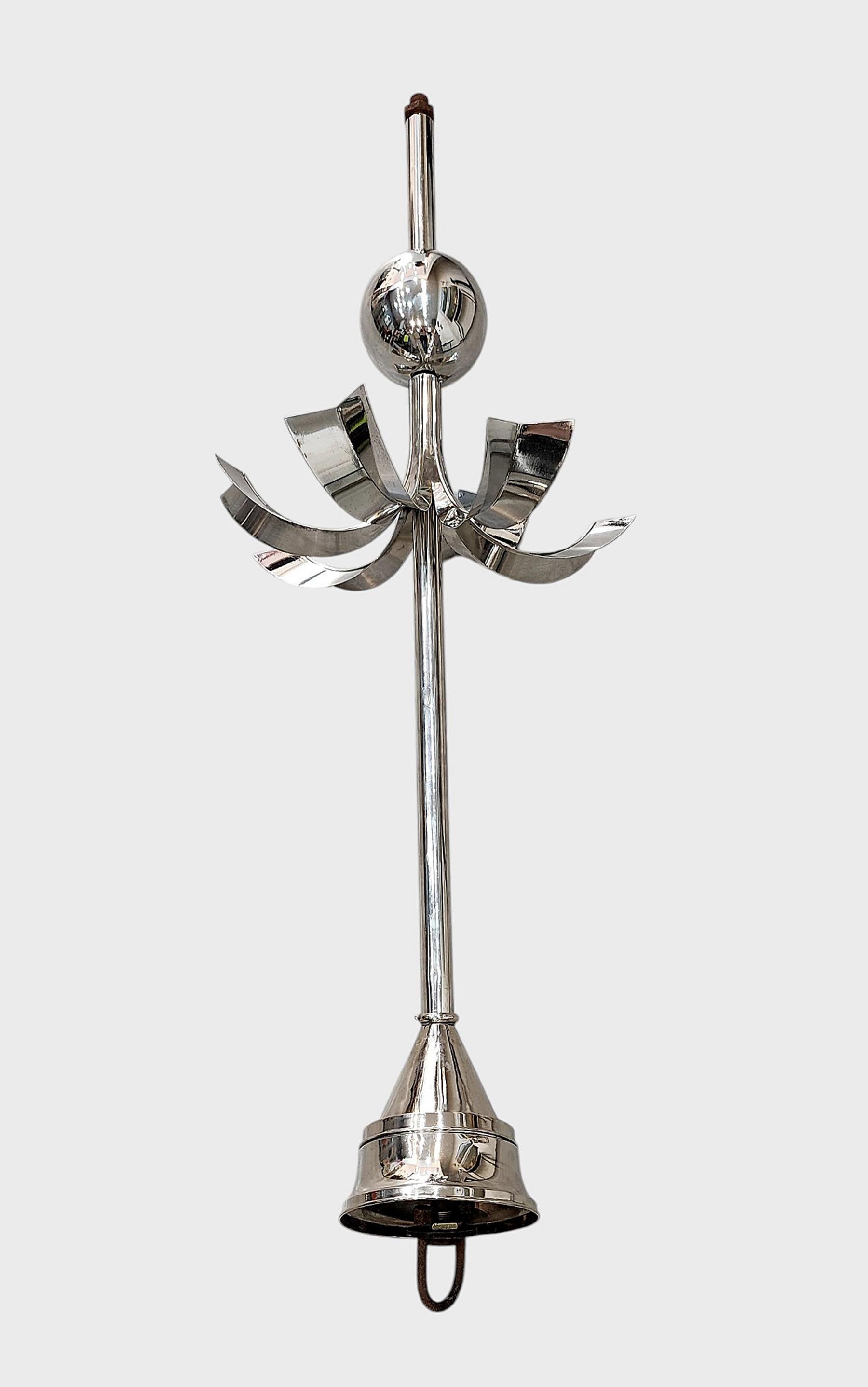 Former Palacio Sudamérica's Art Déco Metal and Glass Lighting Fixture, Uruguay For Sale 7
