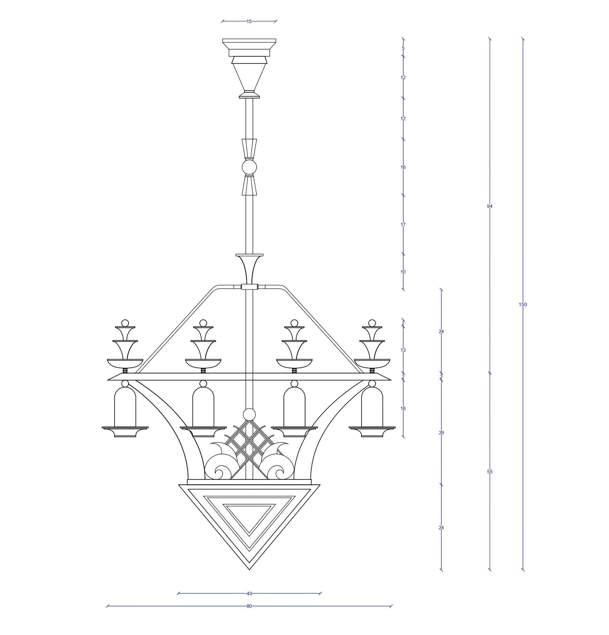 Apparecchio lineare in metallo Art Déco dell'ex Palacio Sudamérica, Uruguay in vendita 2