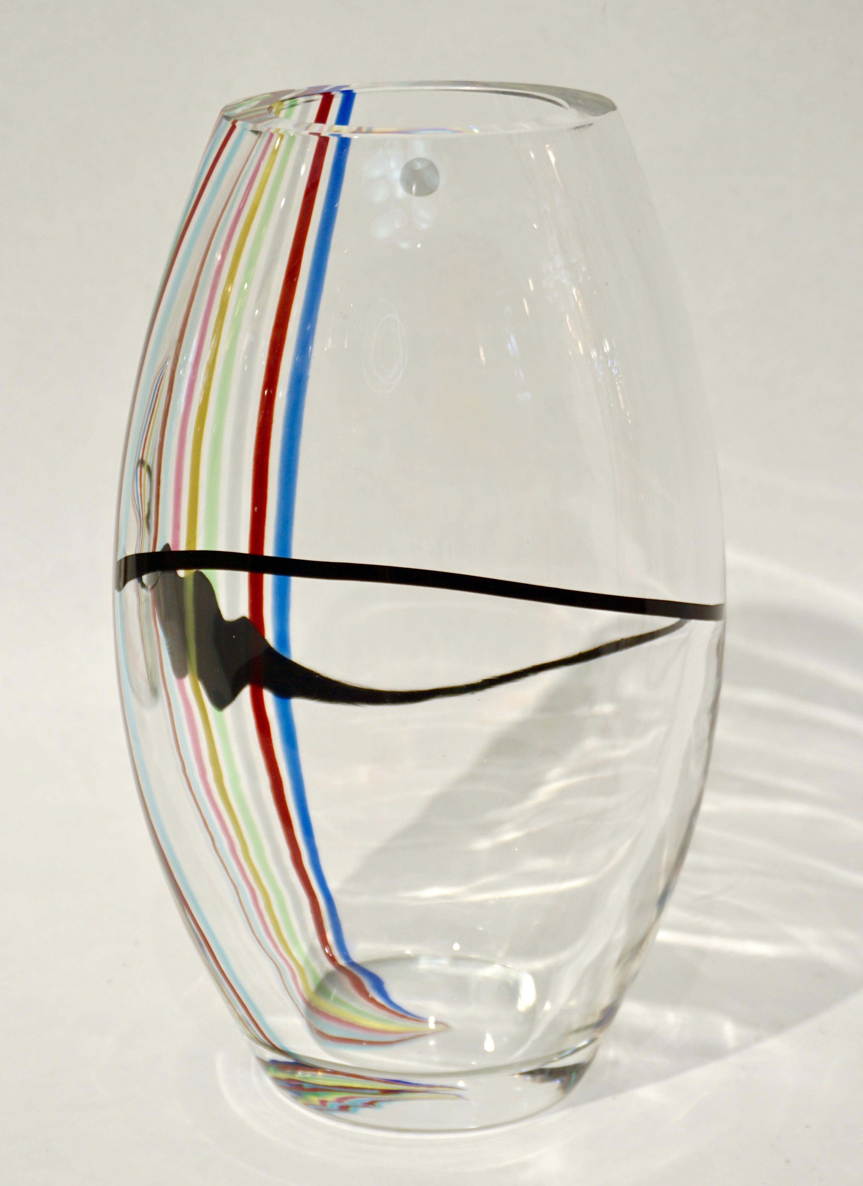Italienische Pop-Art-Vase aus Kristall-Muranoglas in Gelb, Grün, Rot und Blau, 1970 im Angebot 4