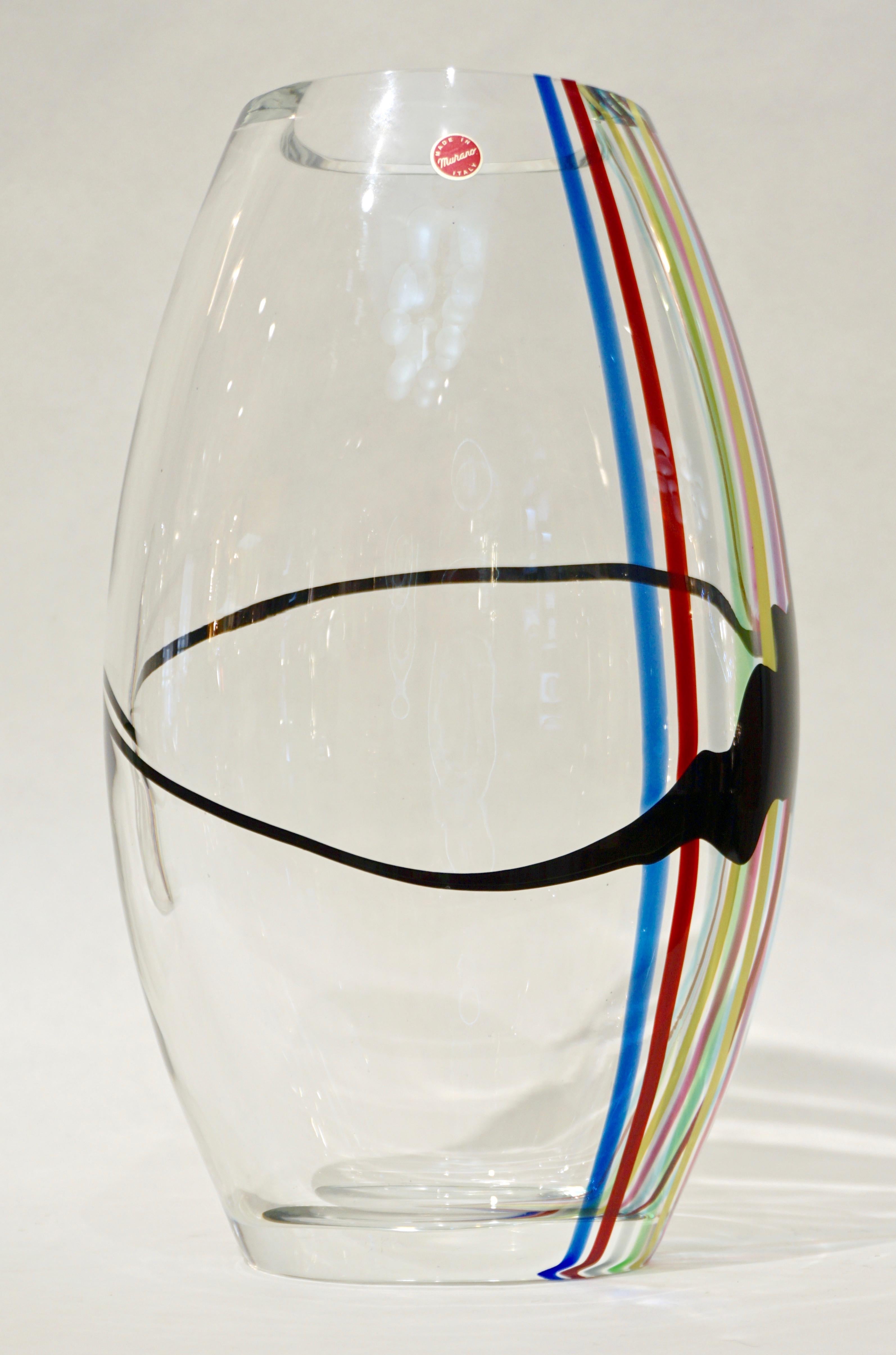 Italienische Pop-Art-Vase aus Kristall-Muranoglas in Gelb, Grün, Rot und Blau, 1970 im Angebot 5