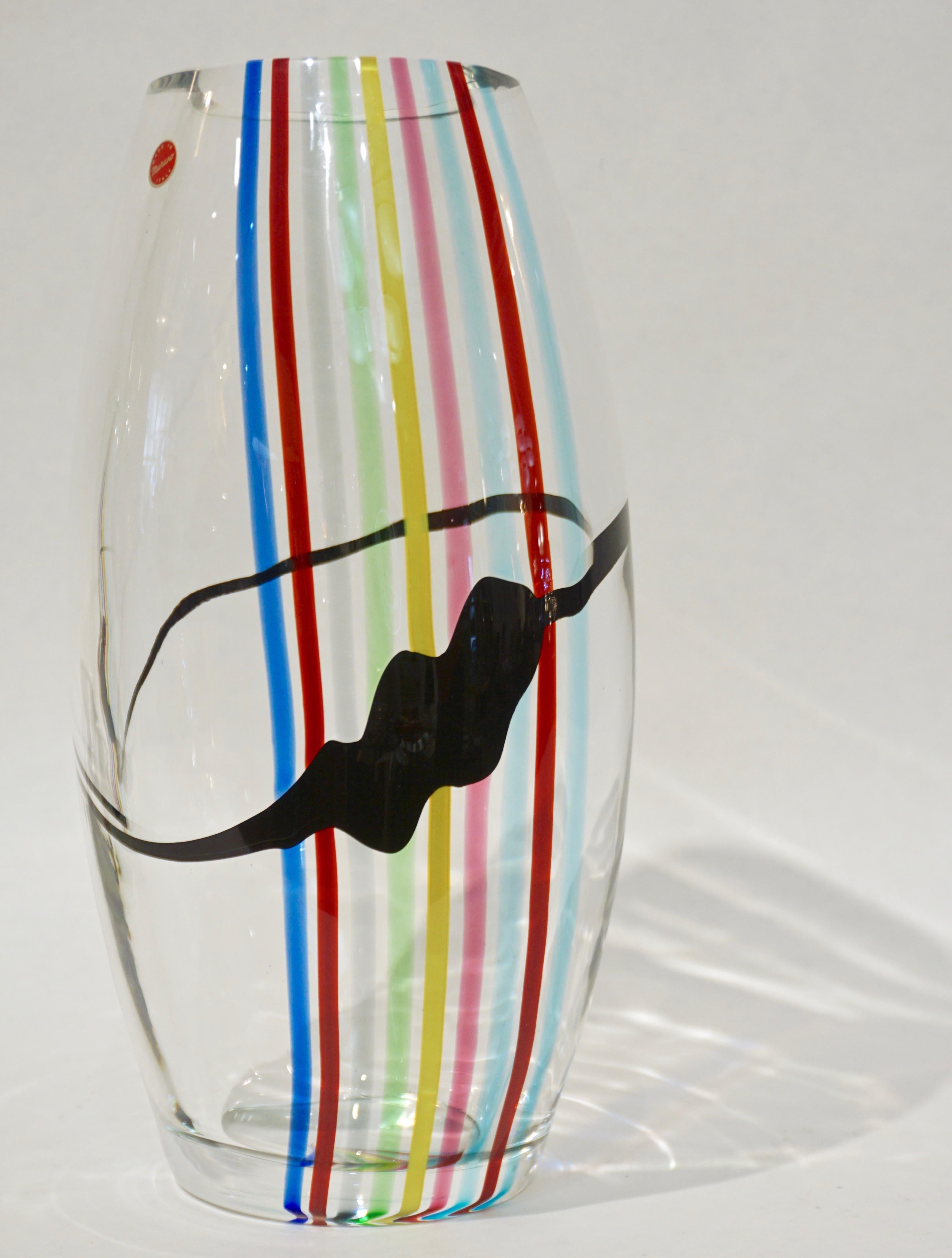 Italienische Pop-Art-Vase aus Kristall-Muranoglas in Gelb, Grün, Rot und Blau, 1970 im Angebot 6